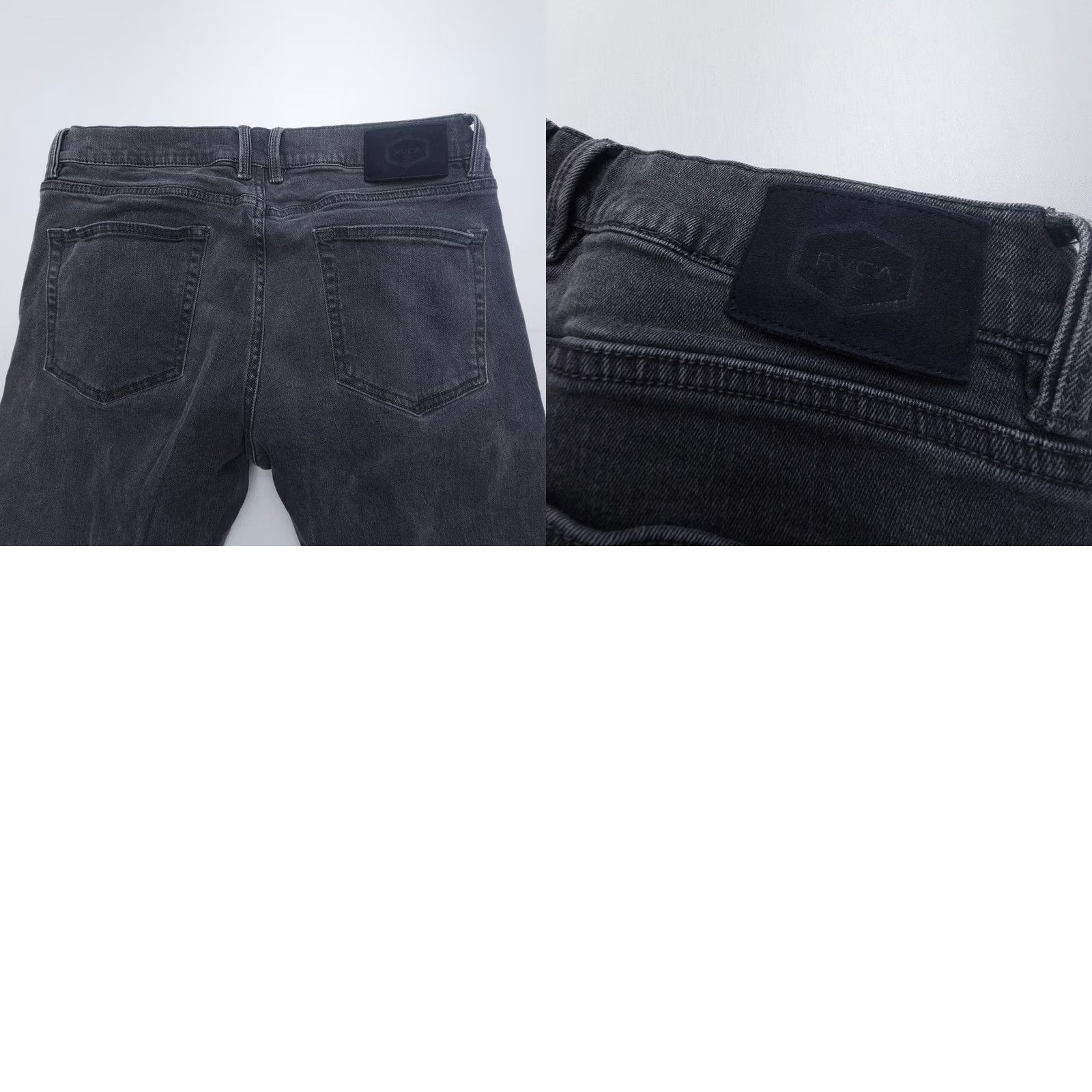 RVCA RVCA Jeans Mens 33 Black Denim Straight Slim Inseam 30" 5-Pocket Logo Vintage: No Size US 33 - 8 Thumbnail
