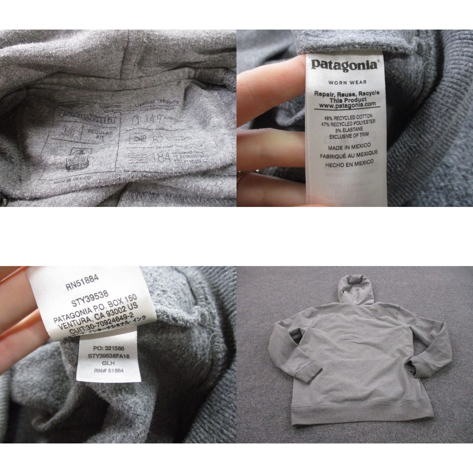 Patagonia Patagonia Hoodie Sweatshirt Gray M Pullover Logo Uprisal Hoody Mens Size US M / EU 48-50 / 2 - 8 Thumbnail