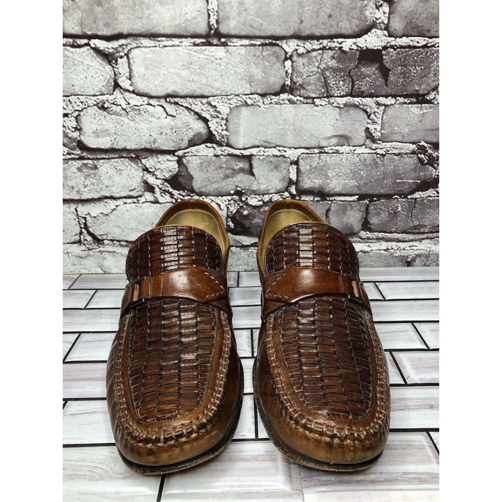 Johnston & Murphy Johnston & Murphy Handcrafted Brown Leather Weaves Dress Loa Size US 11 / EU 44 - 20 Thumbnail