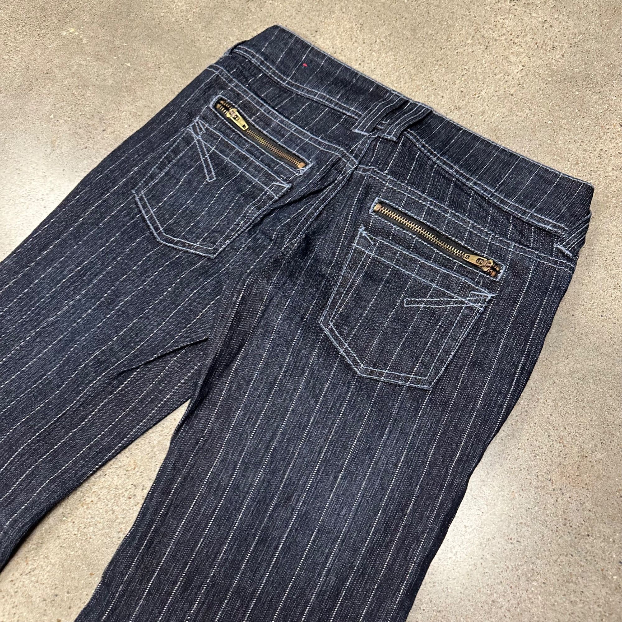 Vintage Vintage Y2K Bongo Striped Dark Wash Jeans Size 29" - 4 Thumbnail