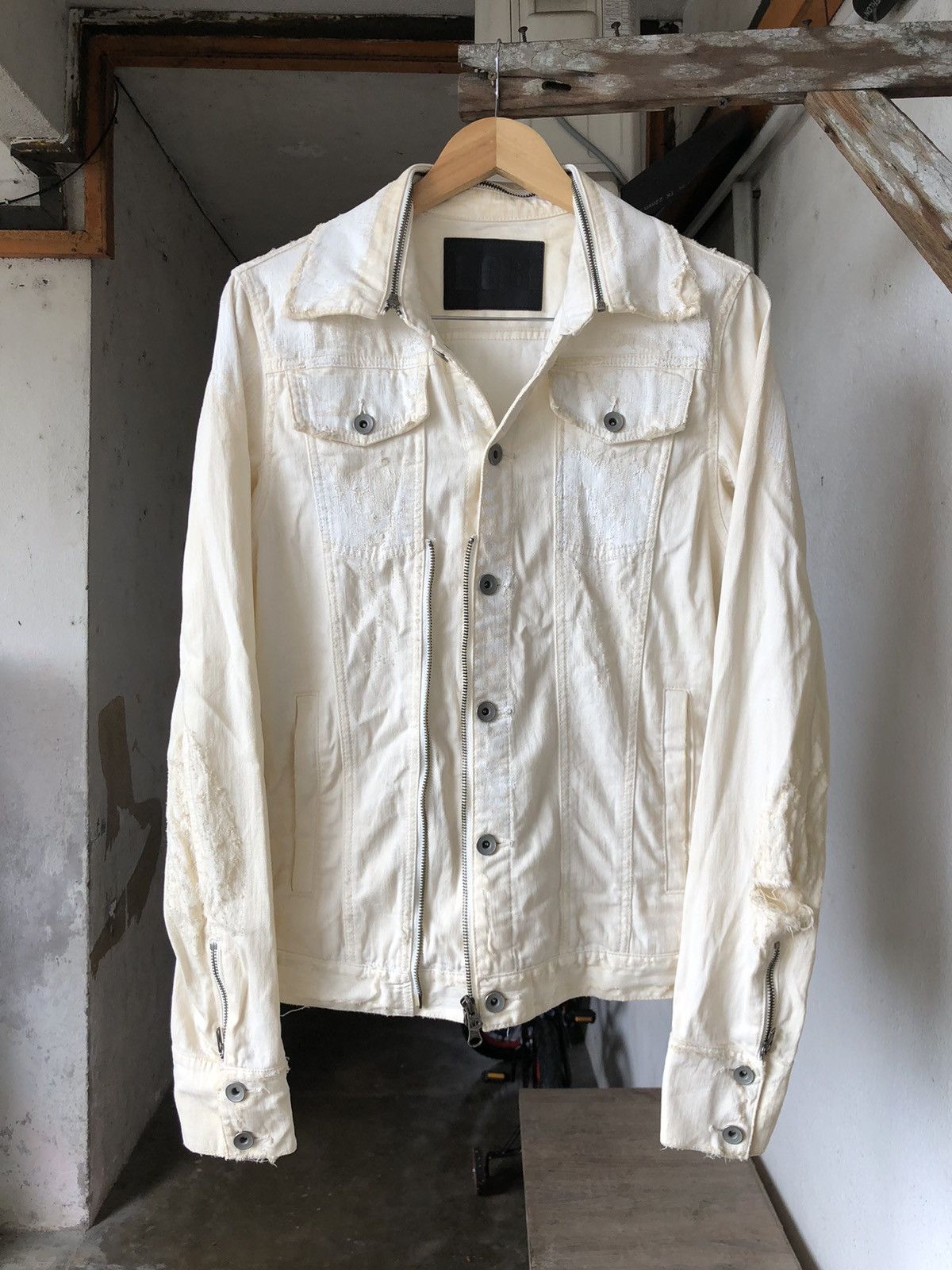Le Grande Bleu (L.G.B.) Authentic❗️Le Grande Bleu LGB Splash Distressed Denim Jacket Size US XS / EU 42 / 0 - 1 Thumbnail