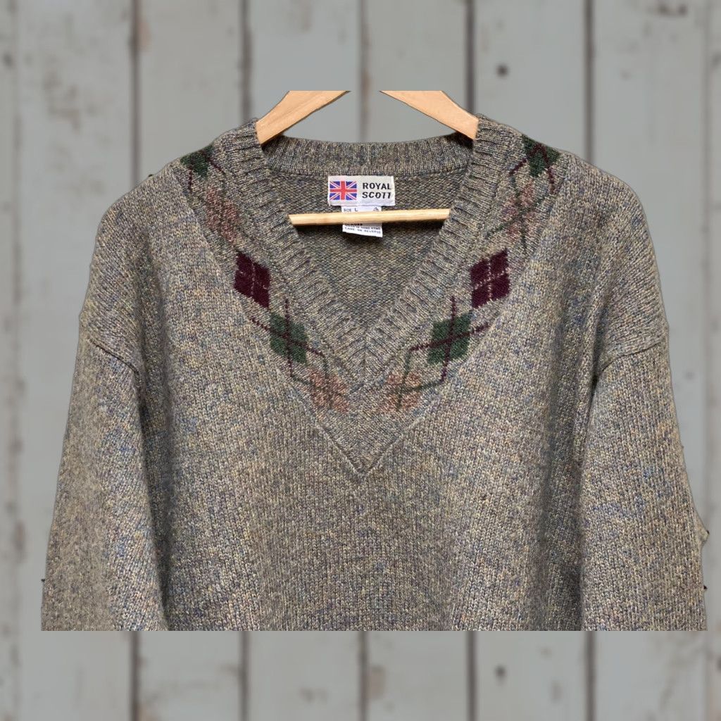 Vintage VINTAGE Royal Scott Cardigan Sweater Men’s 100% Shetland Wool V-Neck Large L Brown Pullover Size US L / EU 52-54 / 3 - 1 Thumbnail