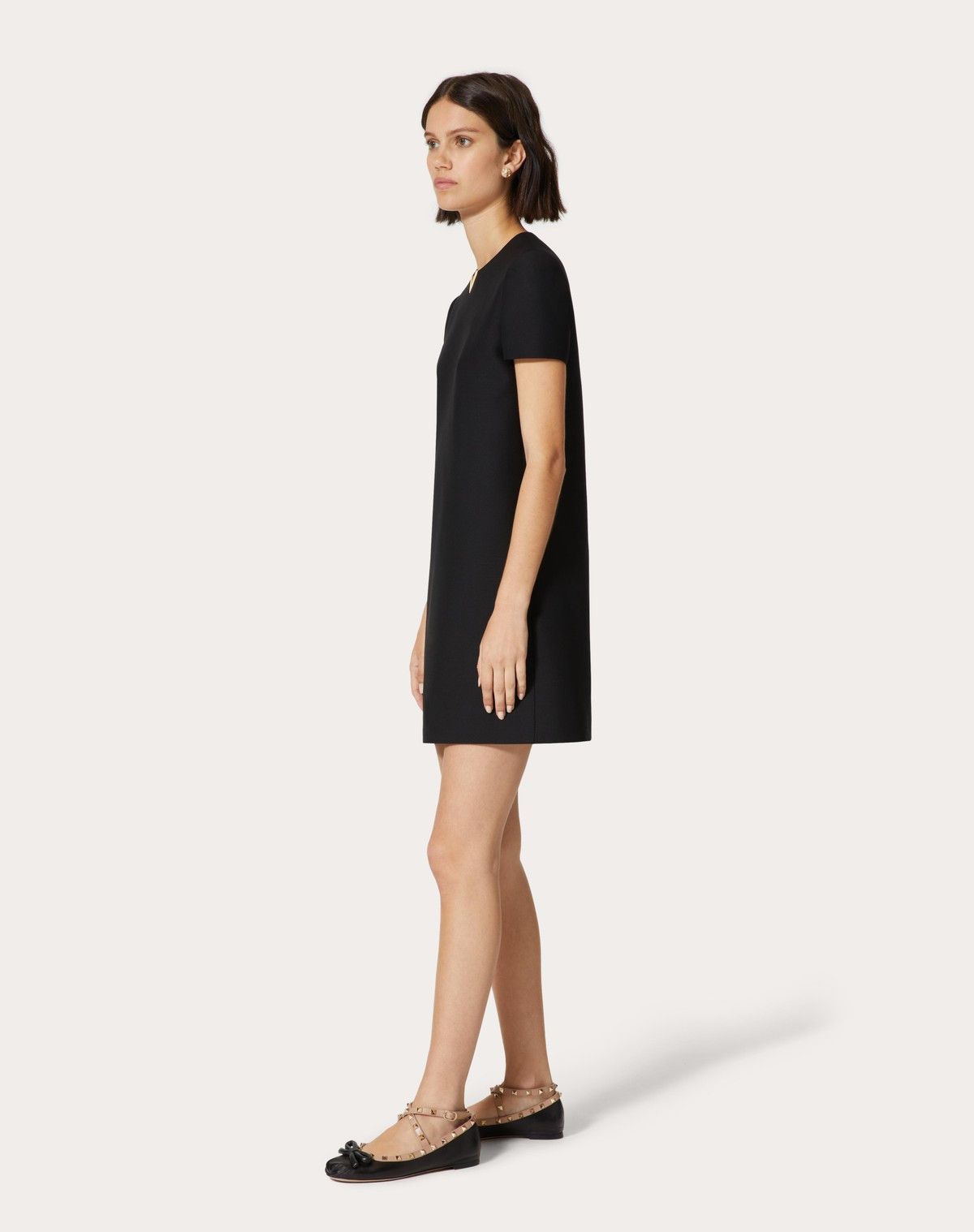 Valentino o1s1wg110525 Crepe Couture Short Dress in Black Size S / US 4 / IT 40 - 4 Thumbnail