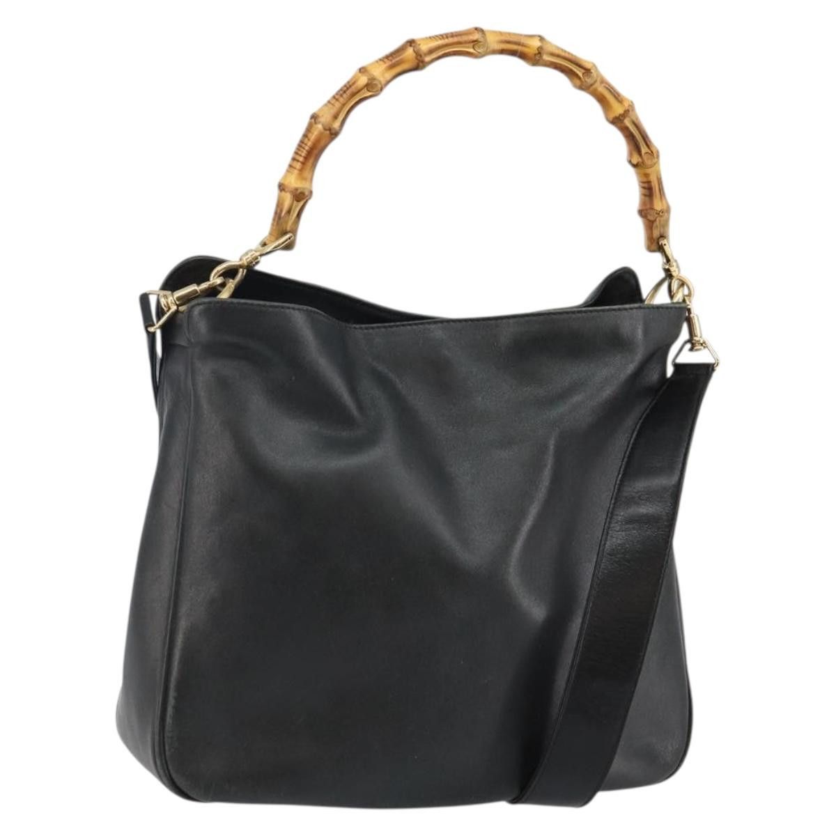 Gucci GUCCI Bamboo Handbag Leather Black Gold 001 1998 001 1998 Size ONE SIZE - 1 Thumbnail
