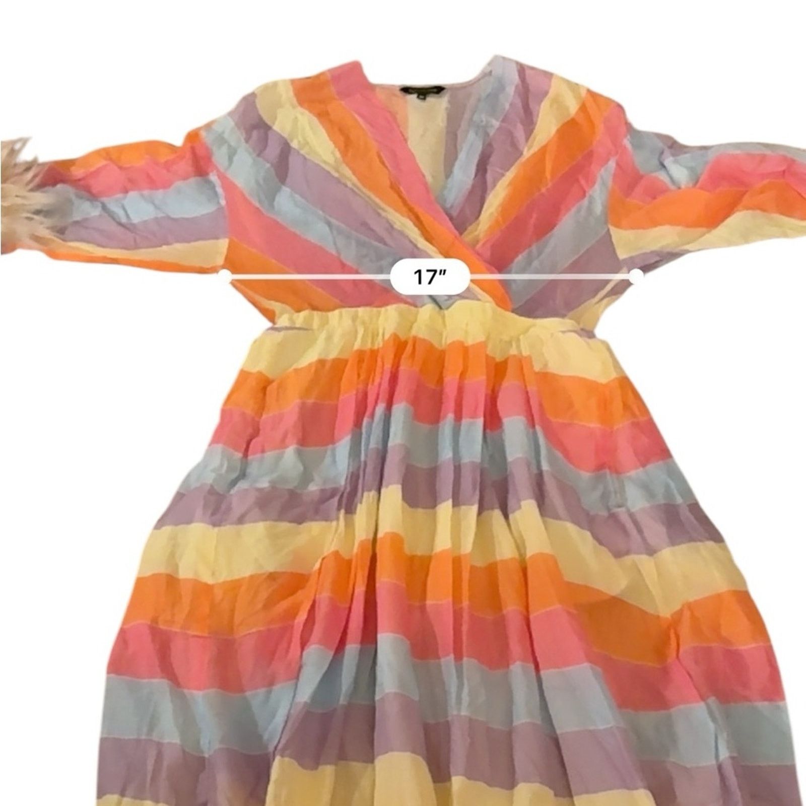 Tara Jarmon Tara Jarmon Rainbow 3/4 Sleeve Midi Dress Sz 38 / US 6 Size XS / US 0-2 / IT 36-38 - 11 Thumbnail