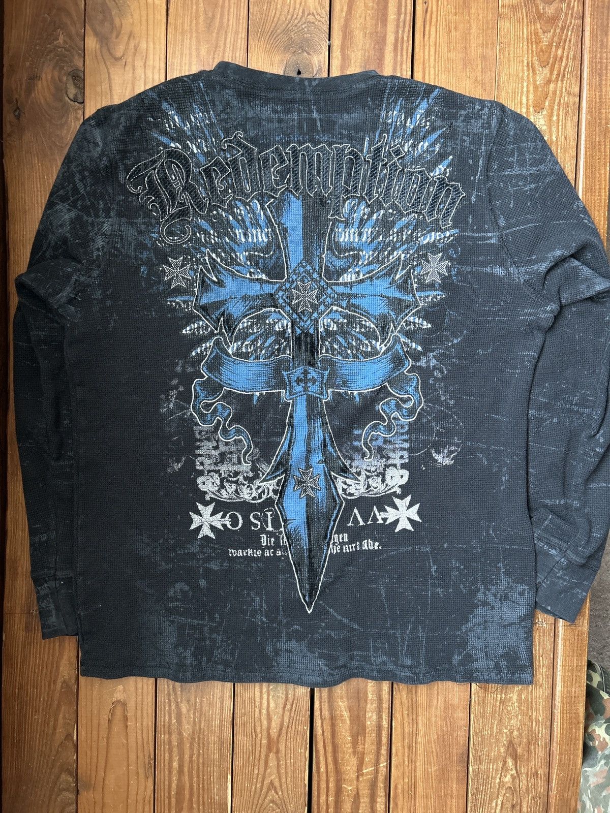 Affliction × Vintage Vintage Y2K Archaic Affliction Style Black Thermal Shirt Size US XL / EU 56 / 4 - 3 Thumbnail