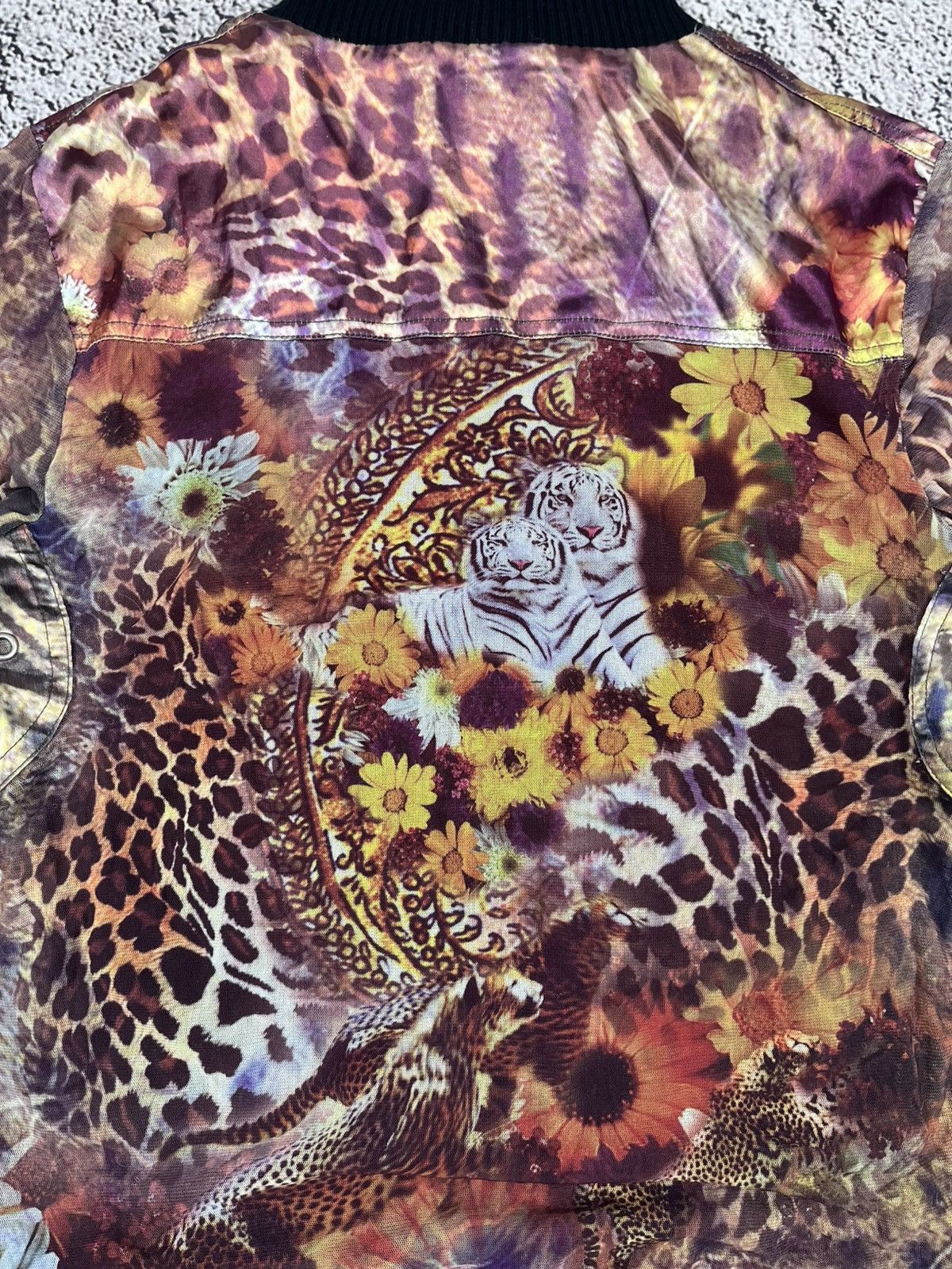 Japanese Brand Vintage Mesh Printed Animal Zip Jacket Floral Cavalli Style Size M / US 6-8 / IT 42-44 - 13 Thumbnail