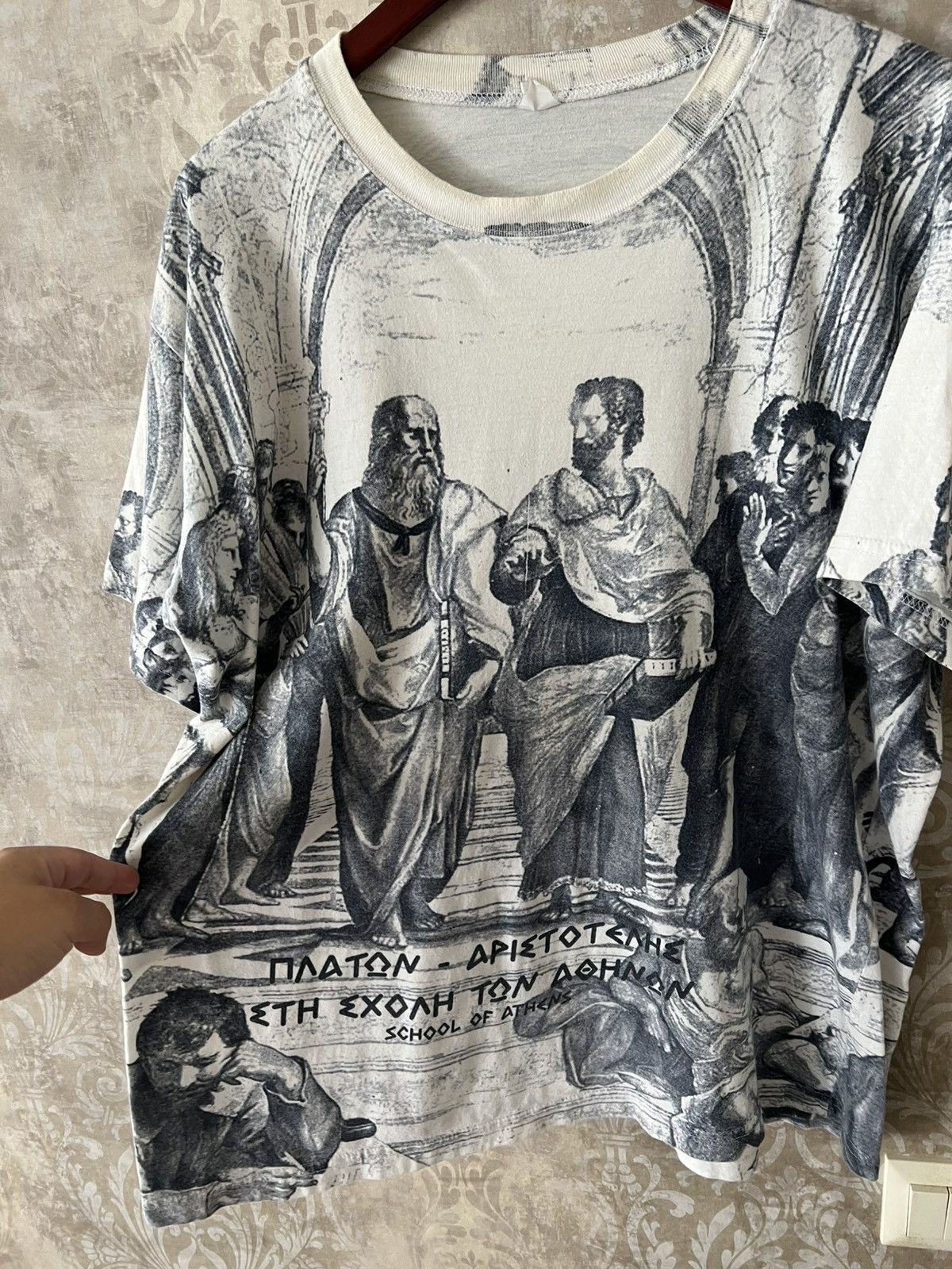 Vintage Vintage All Over Print School of Athens Philosophy Graphic T Size US L / EU 52-54 / 3 - 4 Thumbnail