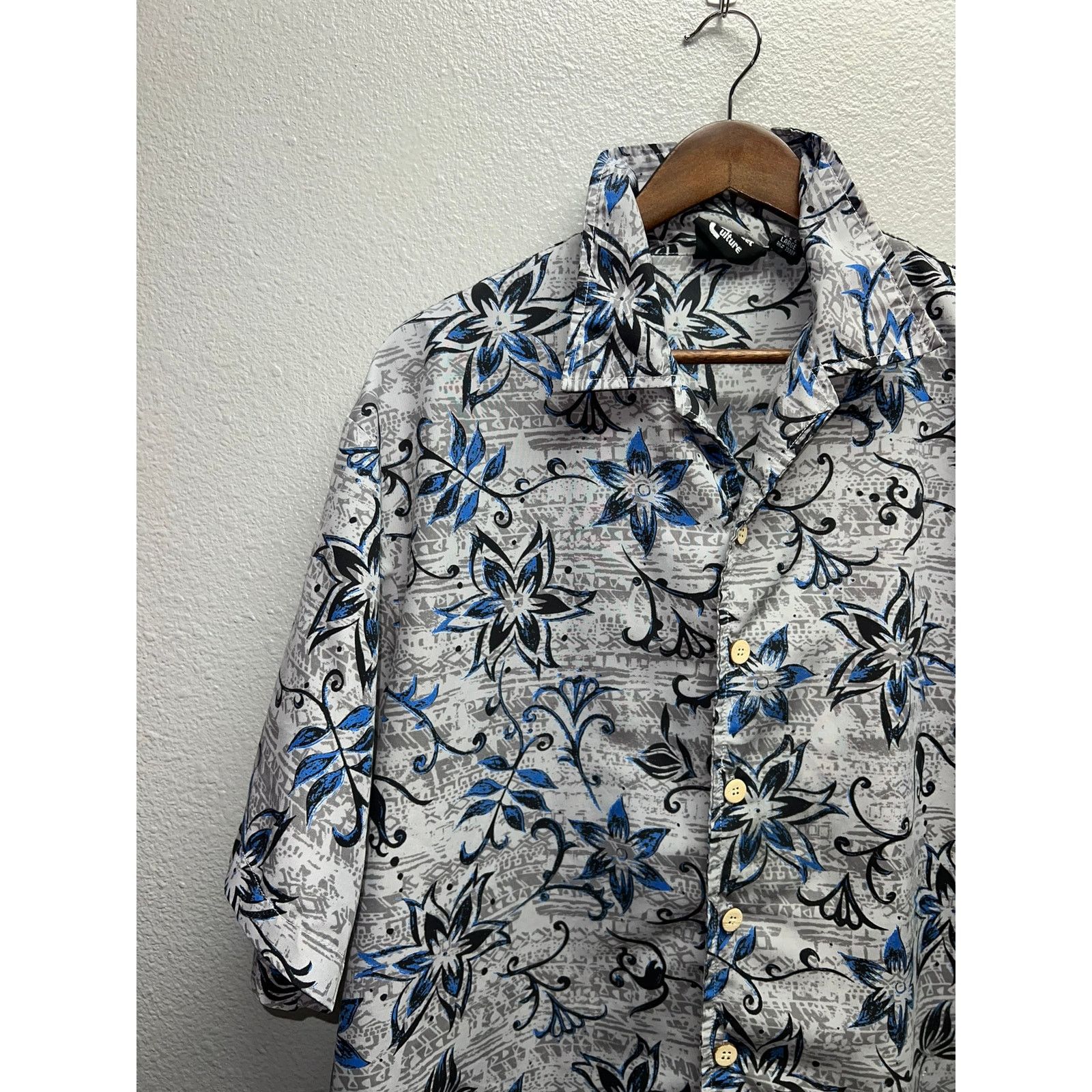 Vintage Street Culture Button Up Shirt Gray blue Floral Taiwan Large Size US L / EU 52-54 / 3 - 4 Thumbnail