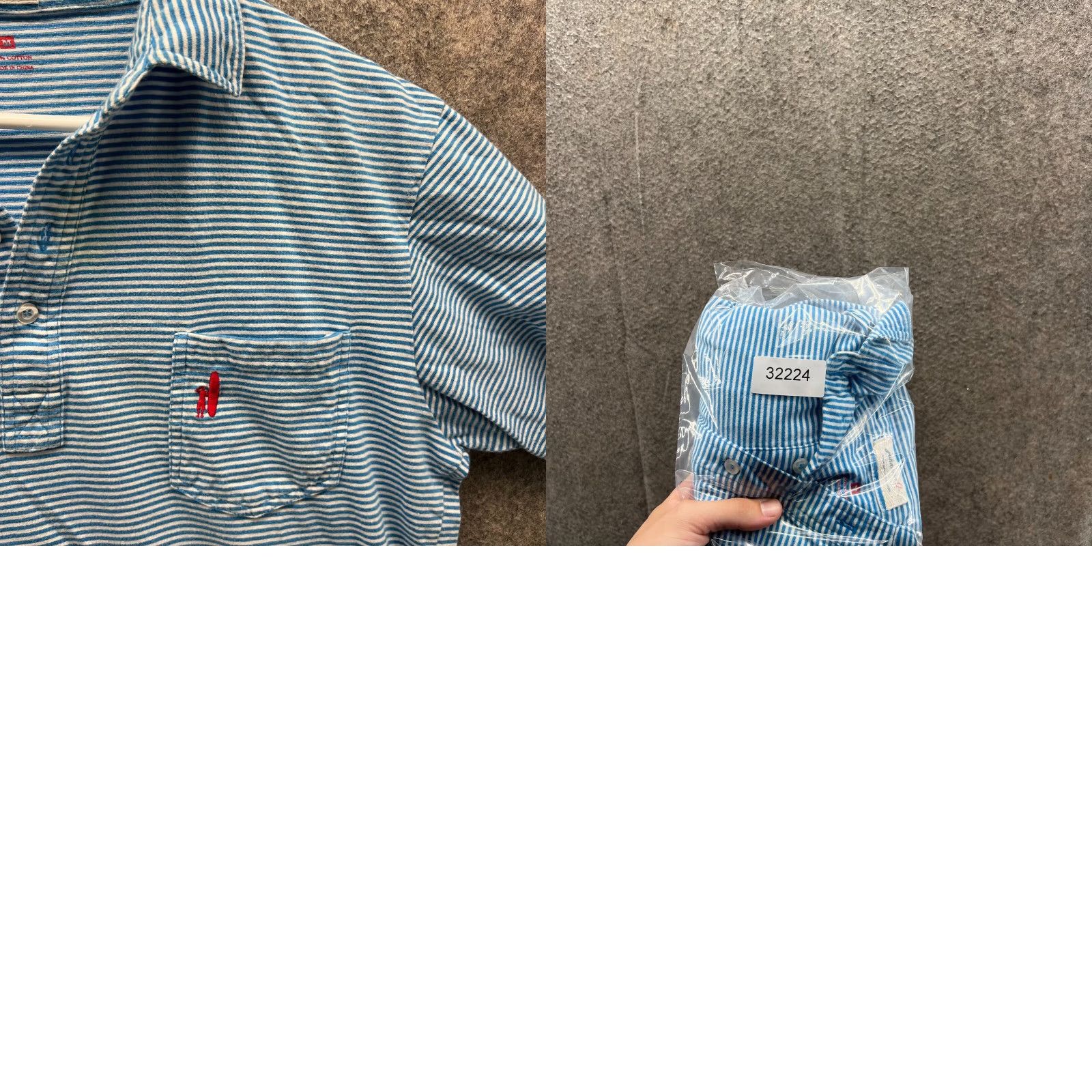 johnnie-O Johnnie-O Polo Shirt Mens Medium Blue White Striped Cotton Embroidered Pocket Shirt Size US M / EU 48-50 / 2 - 8 Thumbnail