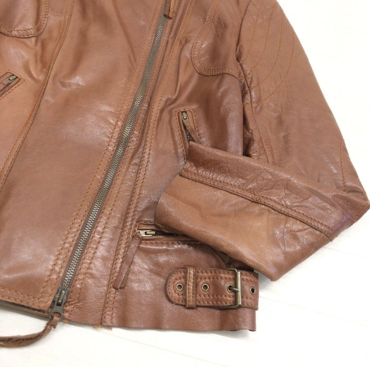 Vintage Chine Belgian Design Leather Jacket Size M / US 6-8 / IT 42-44 - 5 Thumbnail