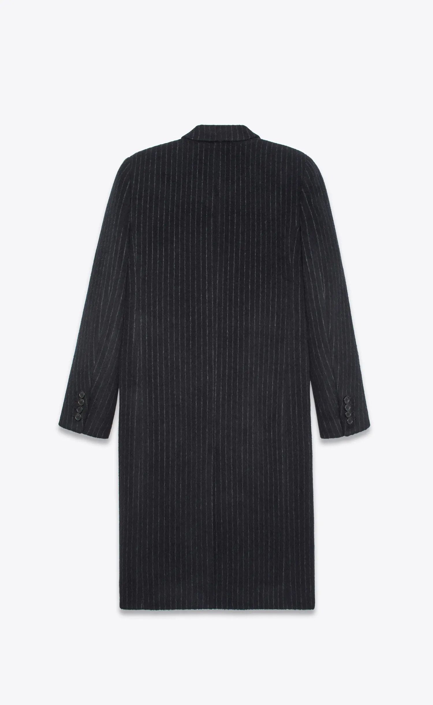 Saint Laurent Paris o1b1hav111224 Striped Coat in Wool in Black Size US L / EU 52-54 / 3 - 2 Thumbnail
