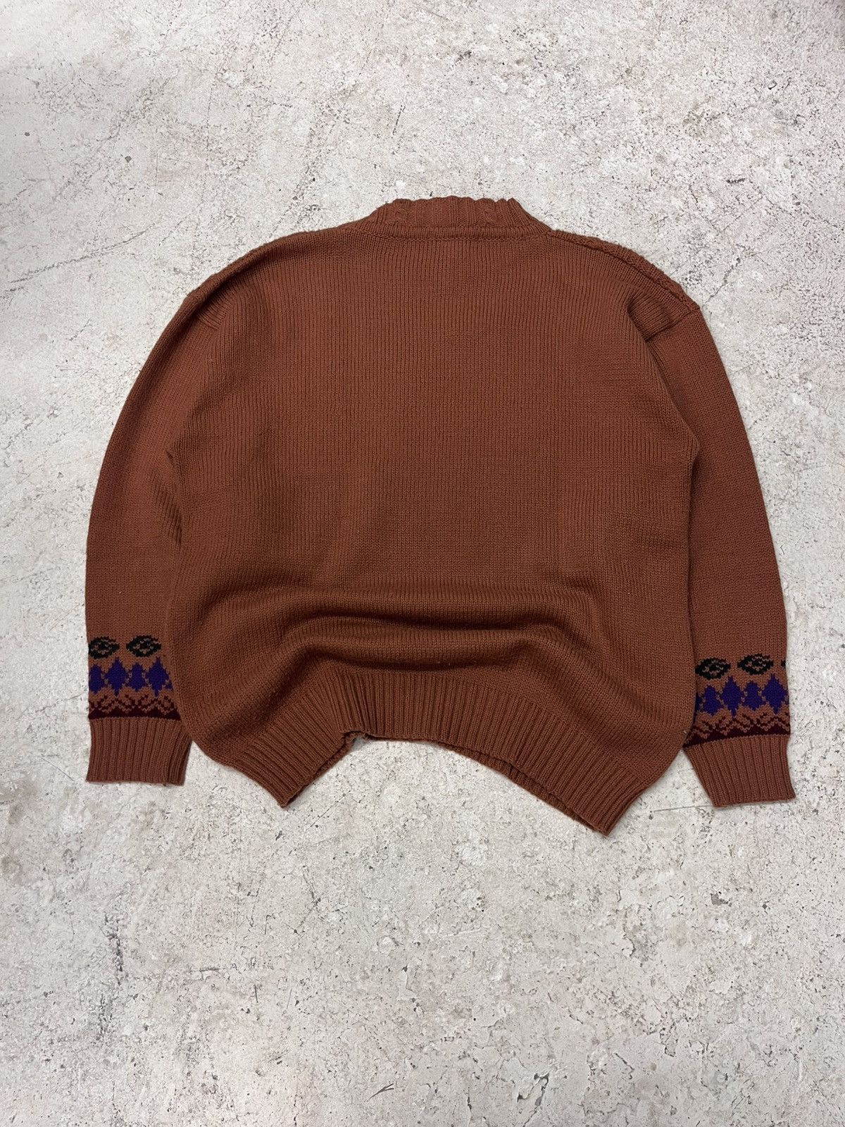 Vintage Vintage burnt orange flower knit sweater Size L / US 10 / IT 46 - 4 Thumbnail