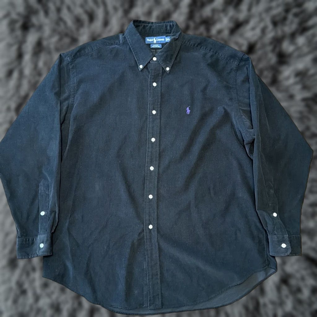 Ralph Lauren Polo Ralph Lauren Shirt Mens XL Black Blake Corduroy Button Down Purple Pony Size US XL / EU 56 / 4 - 1 Thumbnail