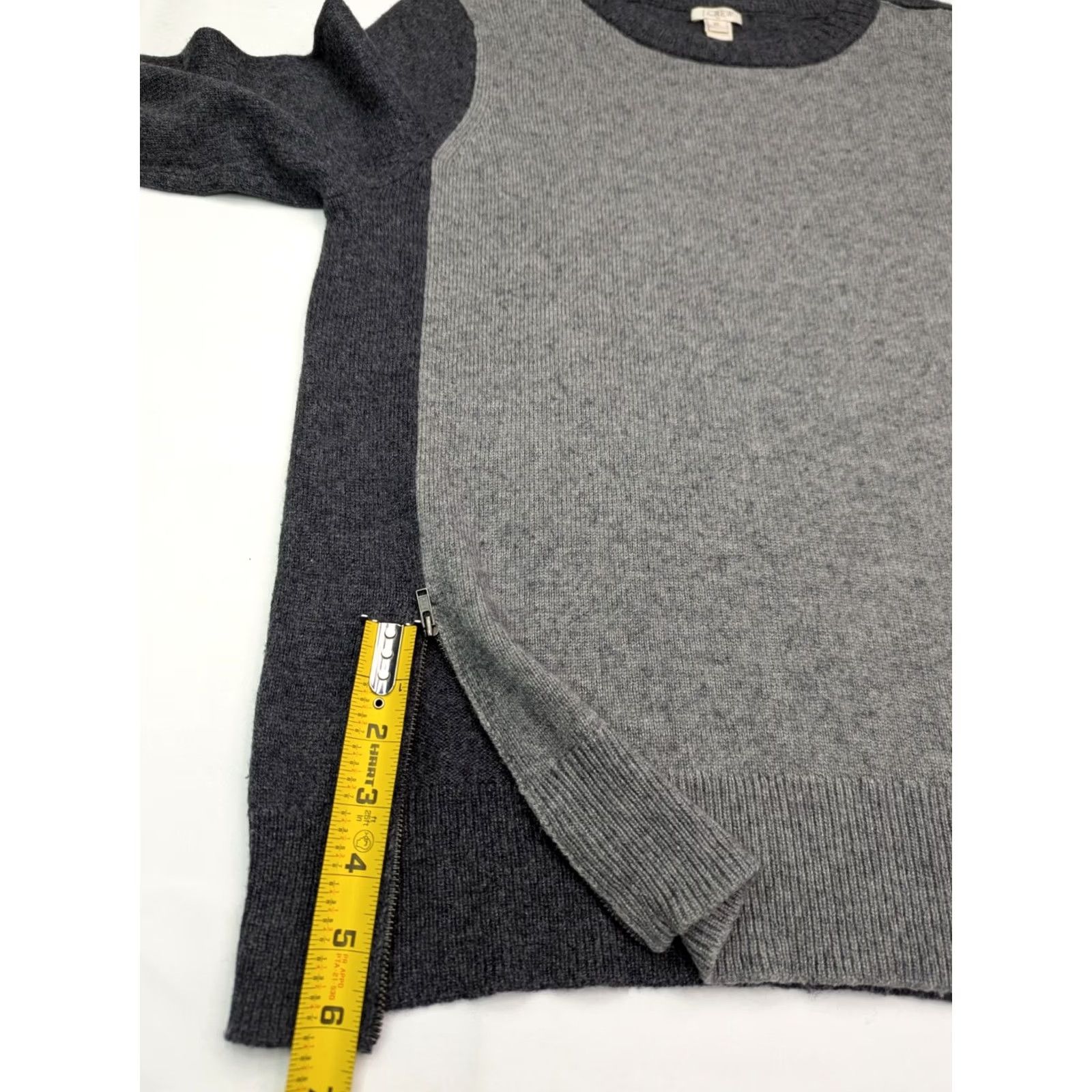 J.Crew J Crew Sweater Women XL Gray Merino Wool Blend Color block Multi-zip Ribbed Size XL / US 12-14 / IT 48-50 - 7 Thumbnail