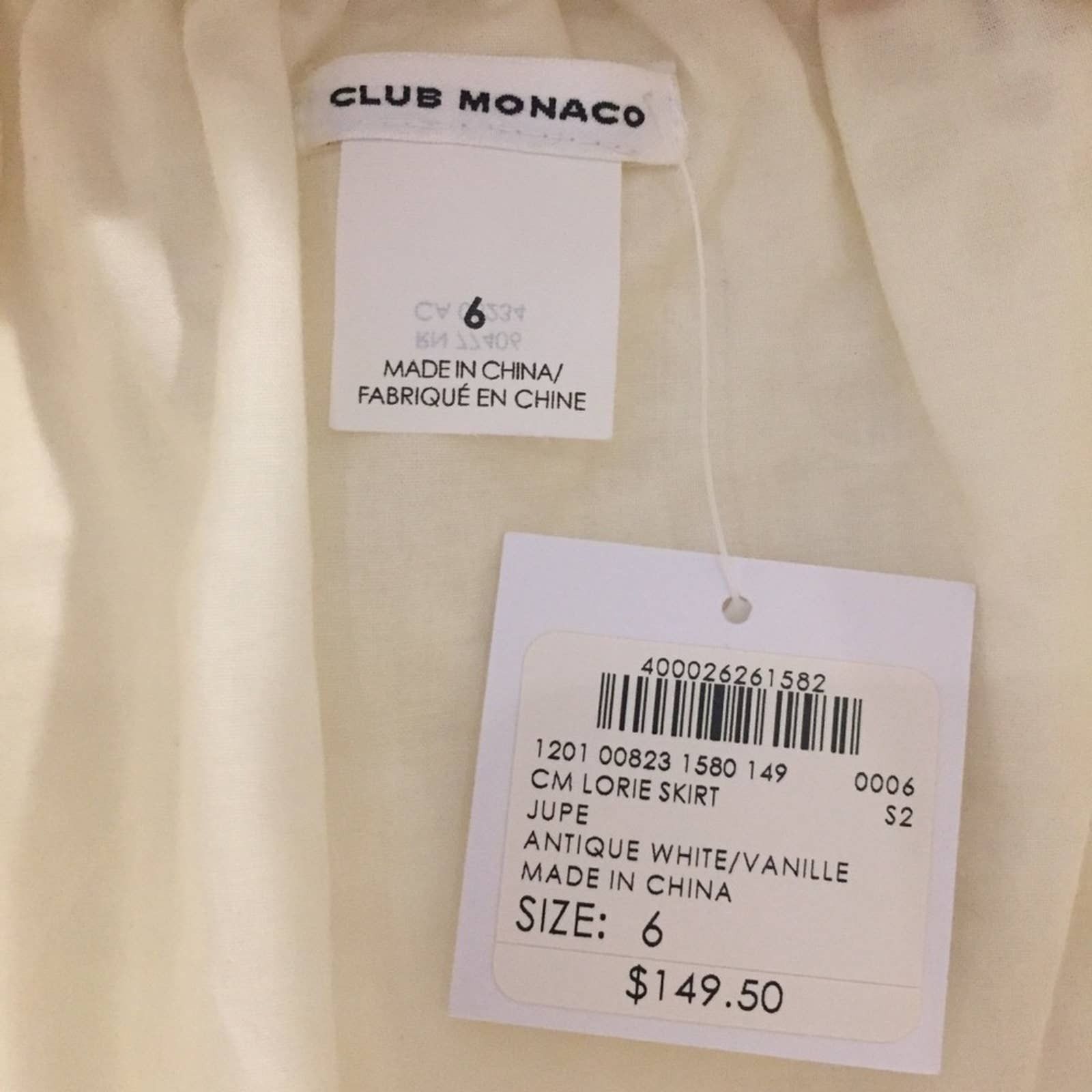 Club Monaco nwt Lorie Antique Cotton Silk Eyelet Skirt US 6 Ivory Size 28" / US 6 / IT 42 - 2 Thumbnail
