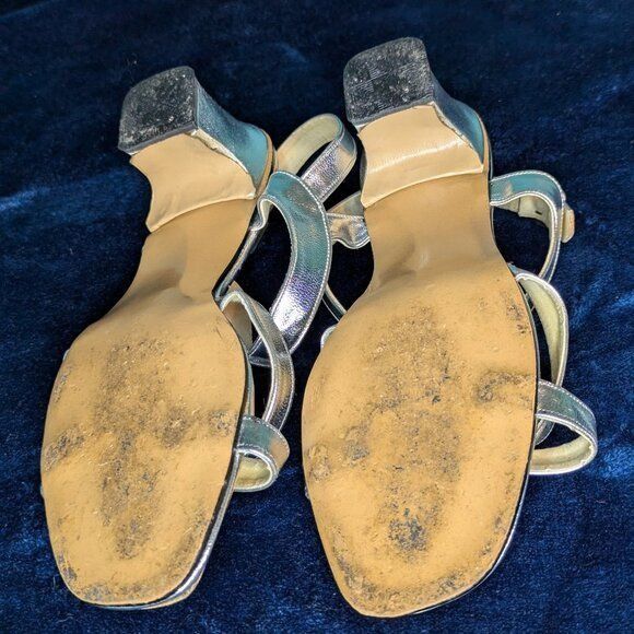 Vintage Vintage Fanfares Silver Slingbacks 1970's Disco Shoes Women' Size US 7.5 / IT 37.5 - 2 Thumbnail