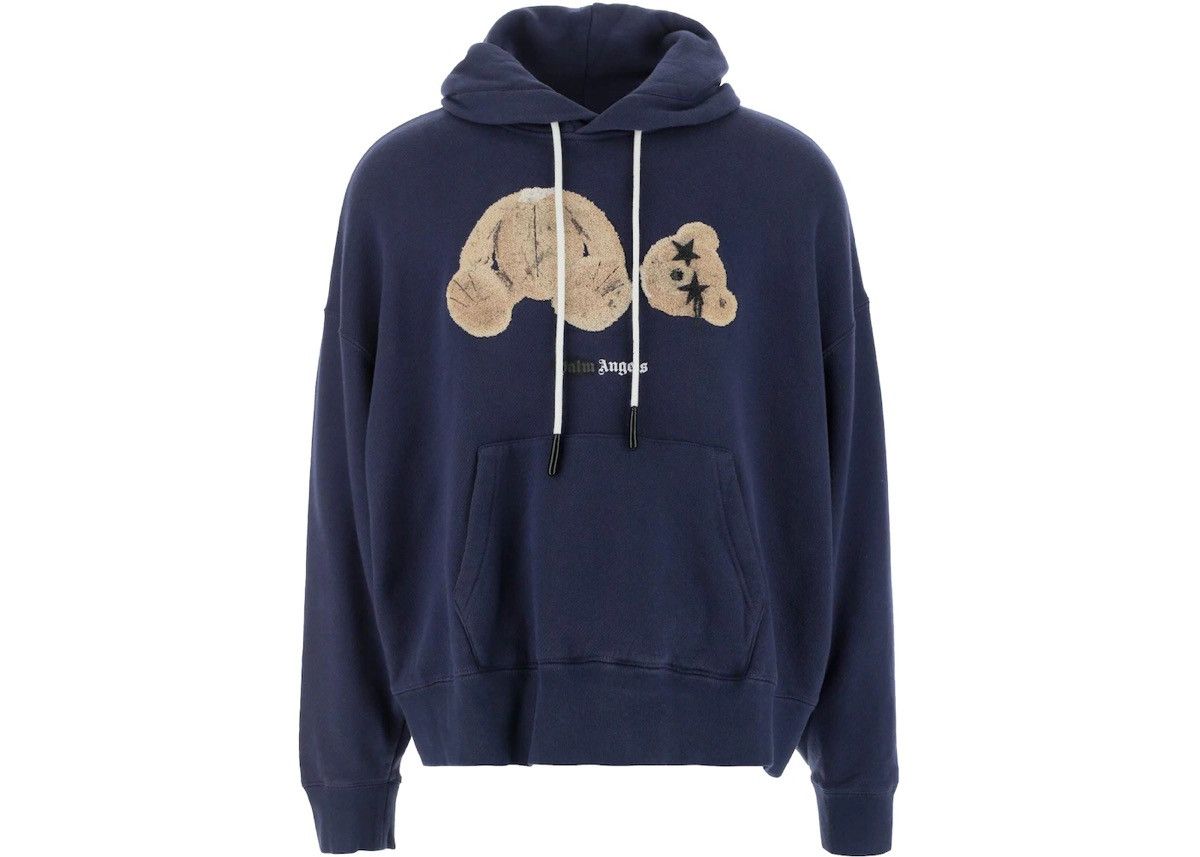 image of Palm Angels Bear Hoodie in Blue/Navy, Men's (Size Small)