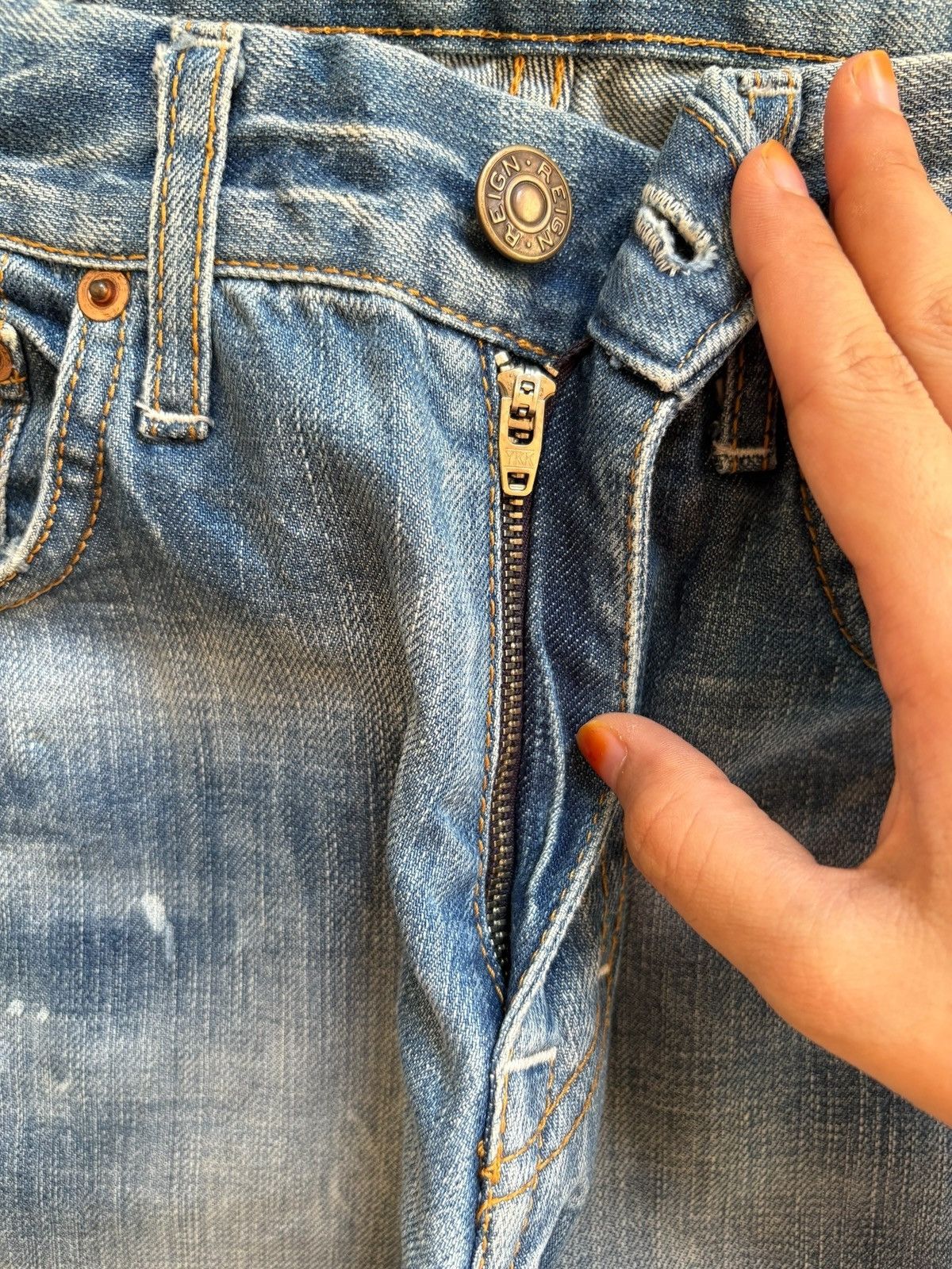 Japanese Brand × Kapital Vintage Japanese Brand Patches Distressed Rippped Loose Jean Size US 29 - 3 Thumbnail