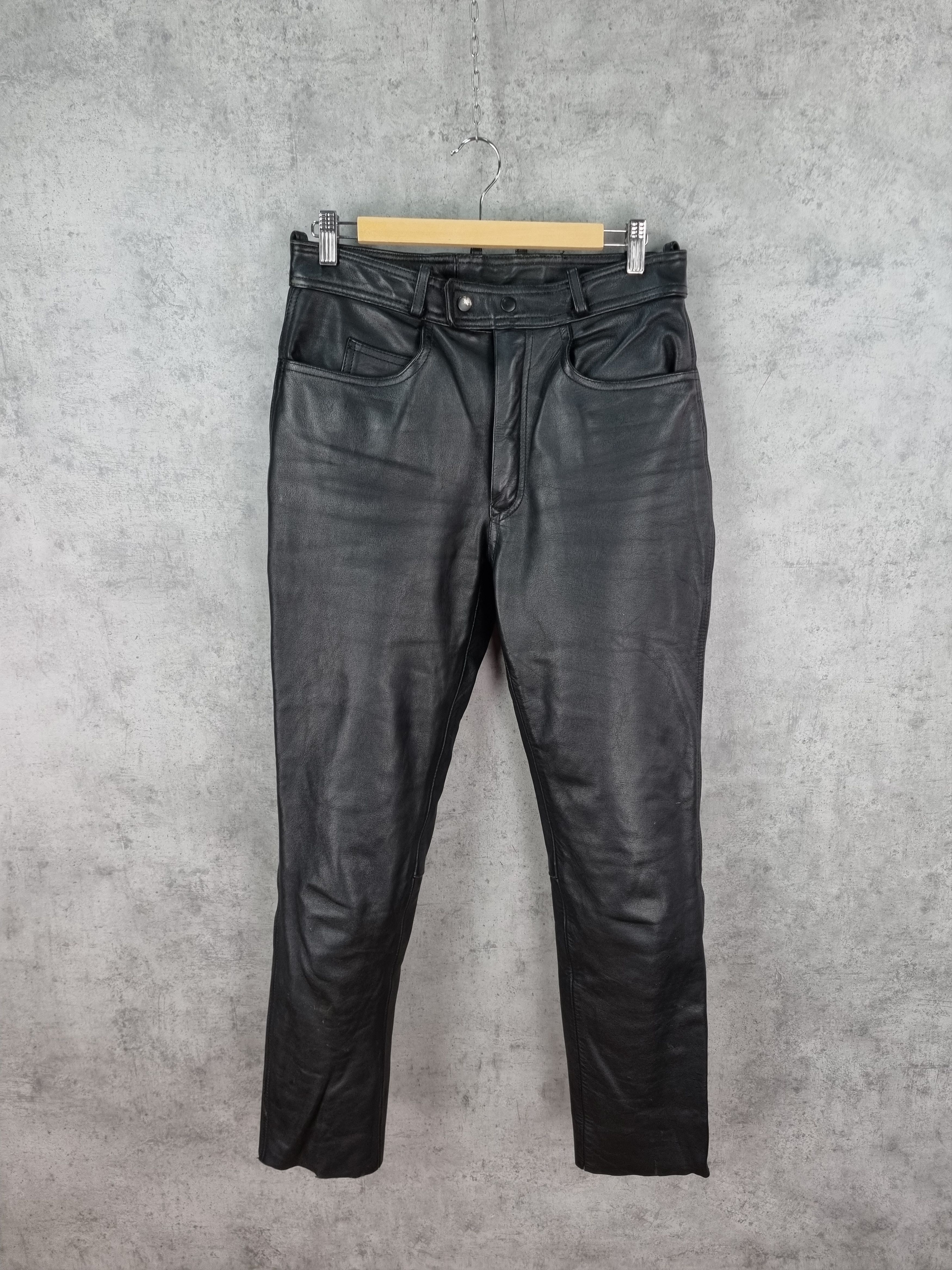 Genuine Leather × Vintage High Waist Leather Retro Pants. Size US 34 / EU 50 - 2 Thumbnail