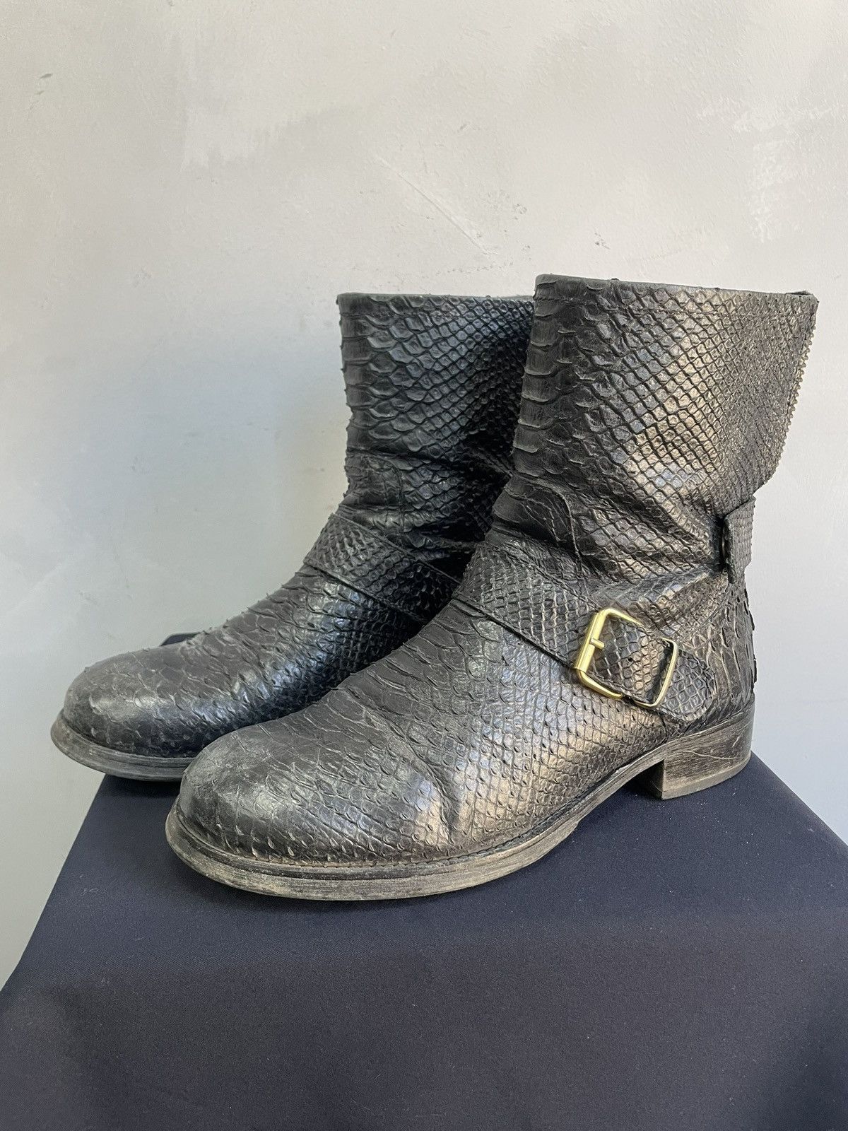 If Six Was Nine Rare studded python leather engineered boots hedi slimane Size US 7.5 / EU 40-41 - 3 Thumbnail
