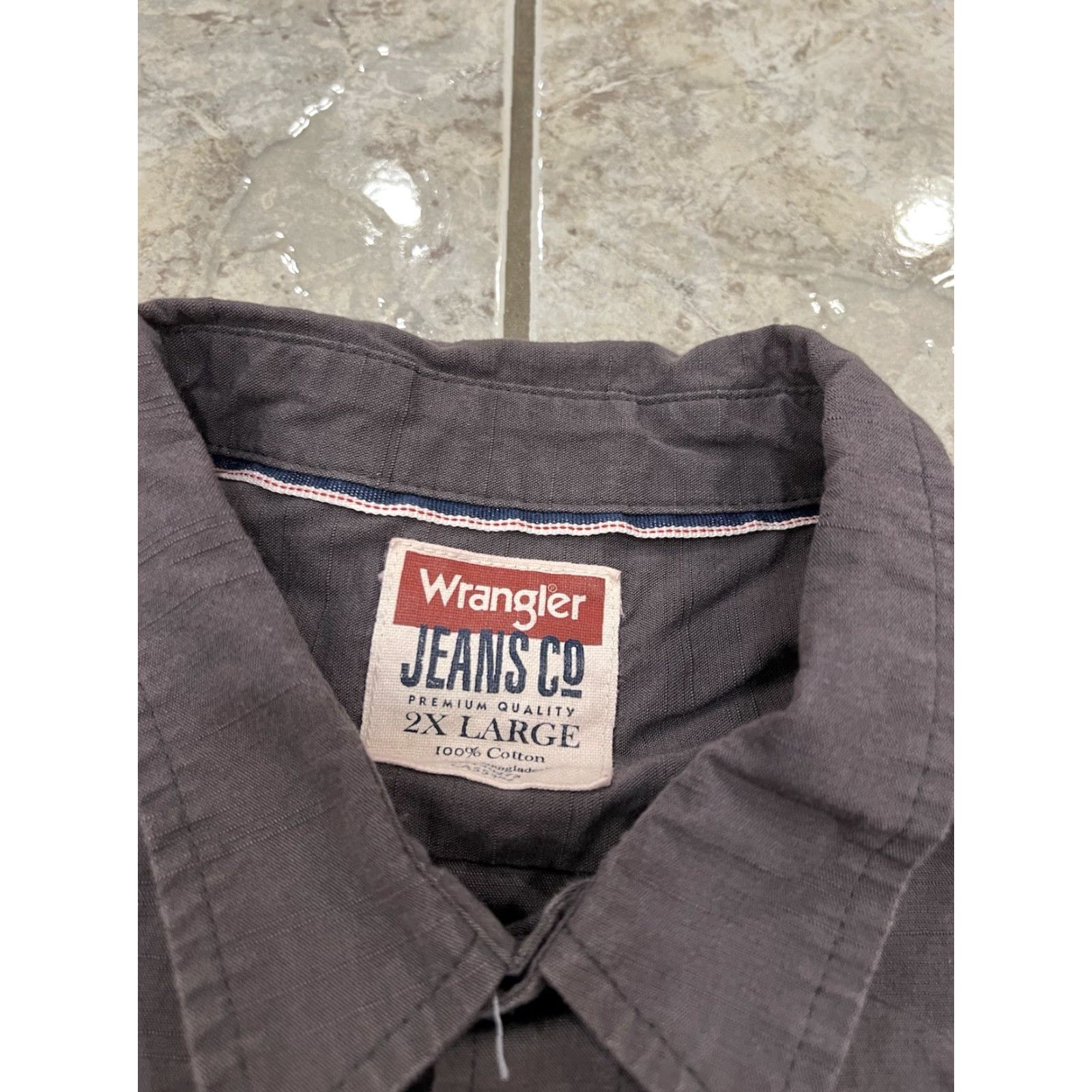 Wrangler Wrangler Jeans Co. Button-Up Shirt Gray Chambray Long Sleeve 2XL Men’s Casual Workwear Size US XXL / EU 58 / 5 - 4 Thumbnail