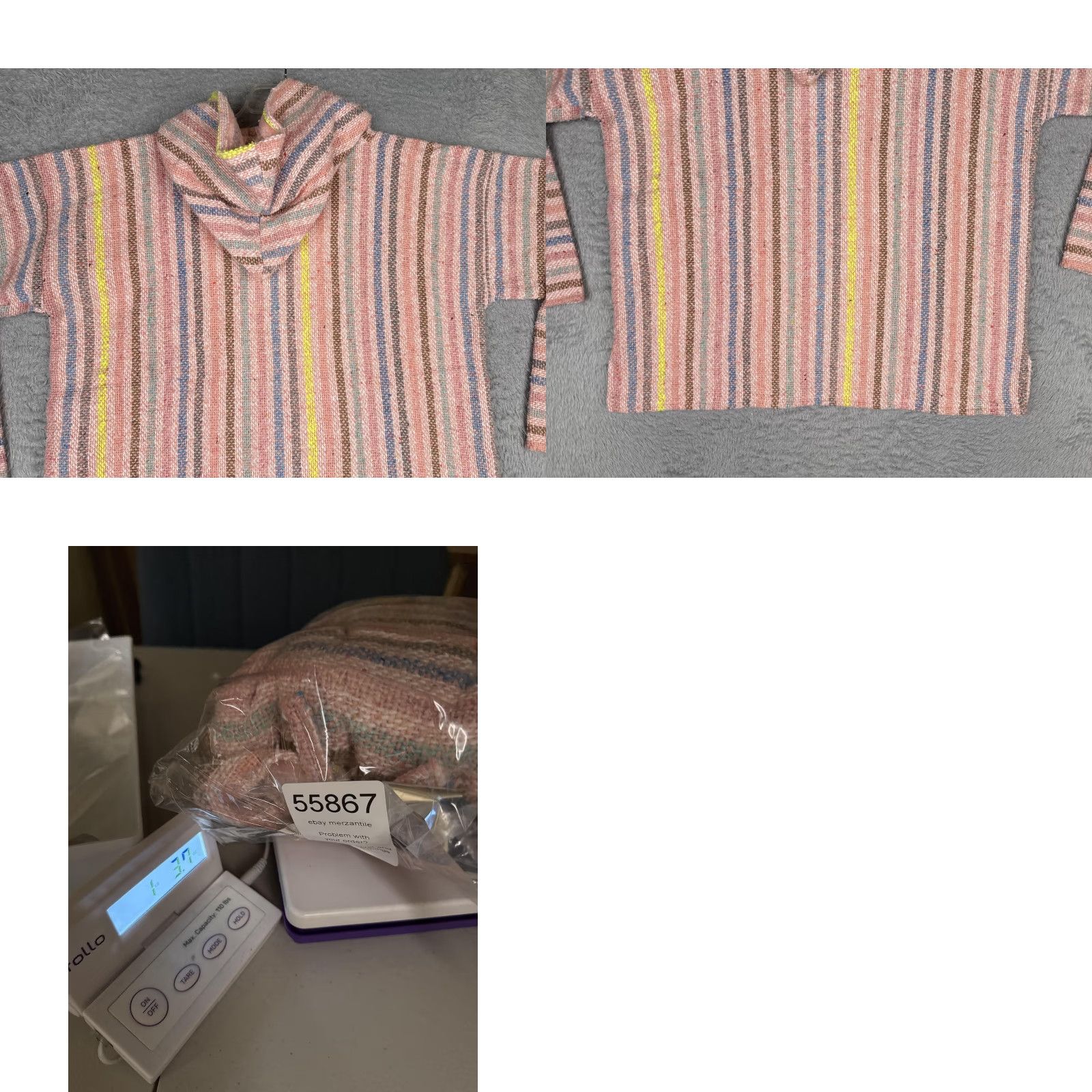 Vintage MACO Hoodie Mens M Pink Striped Baja Kangaroo Pocket Hippie Bohemian Beach Pullover Hooded V-Neck Shirt/Ho odie (Note: length constraint) Size US M / EU 48-50 / 2 - 9 Thumbnail