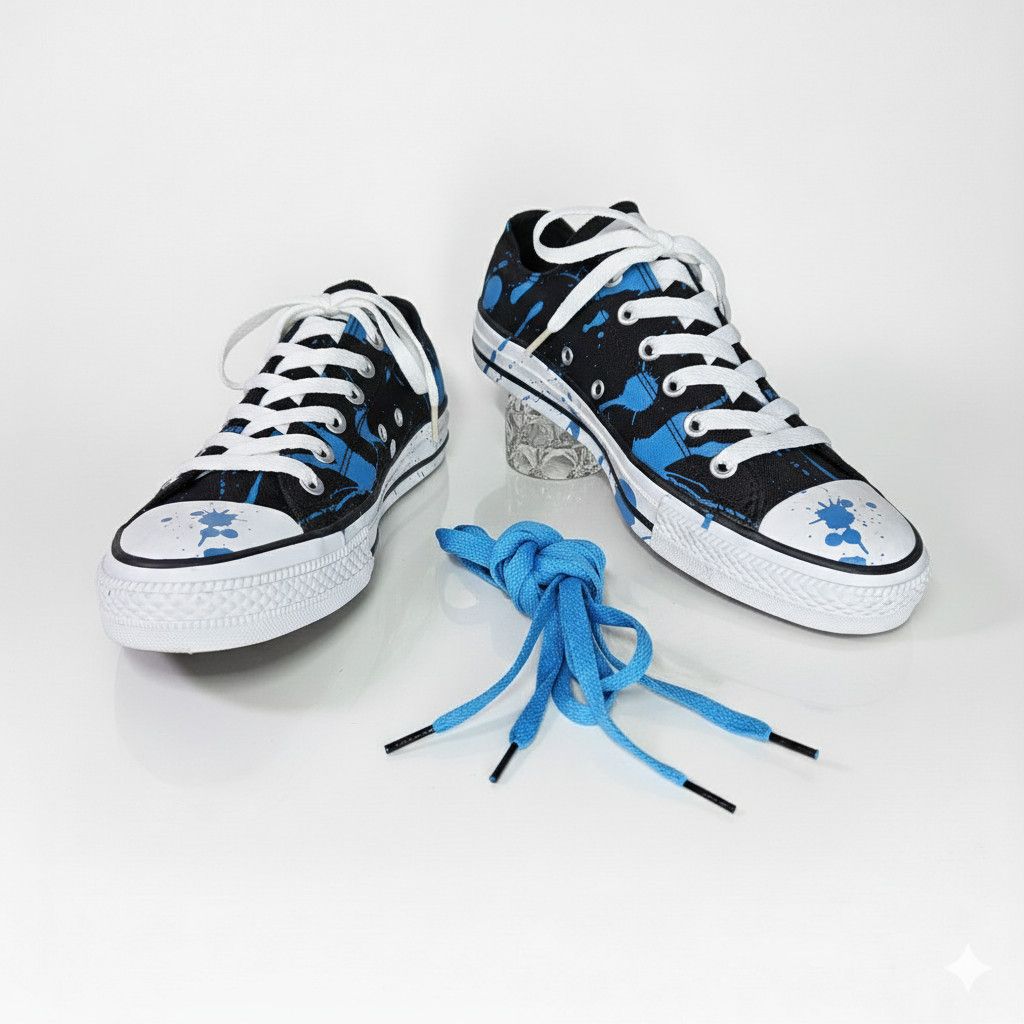 Converse Converse W9/M7 Sneakers Paint Splatter Black Blue Lace Up Size US 7 / EU 40 - 1 Thumbnail