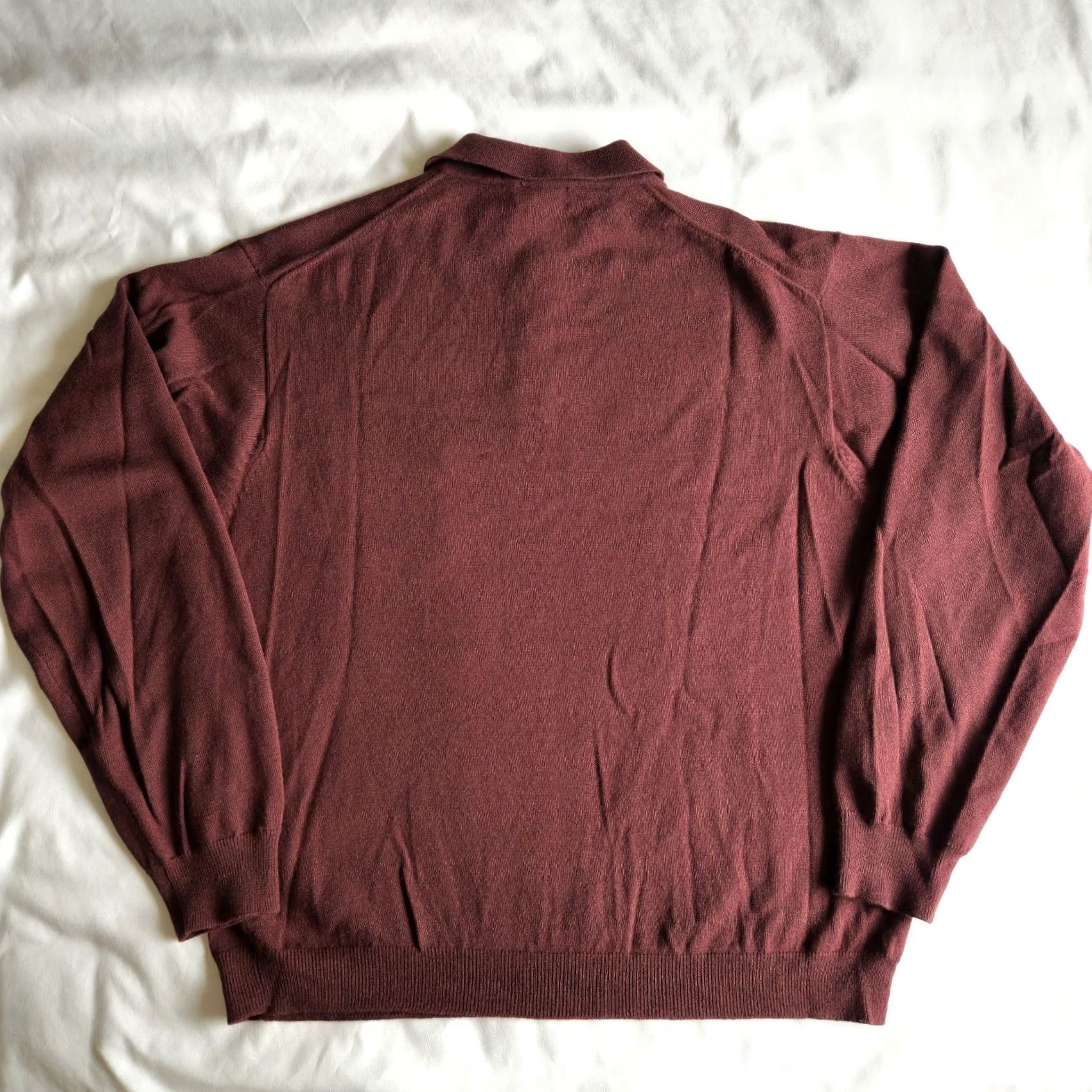 J.Crew VINTAGE J.CREW Polo Shirt Long Sleeve Maroon Red LG Wool Cotton Pocket Mens 90s Polo Sweater Size US L / EU 52-54 / 3 - 5 Thumbnail