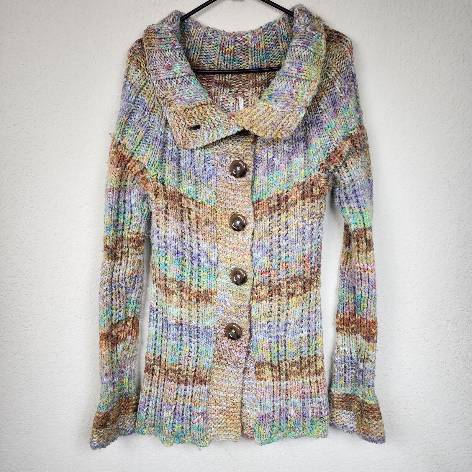 Free People Free People Technicolor Multicolor Rainbow Cardigan Sweater Size S / US 4 / IT 40 - 1 Thumbnail