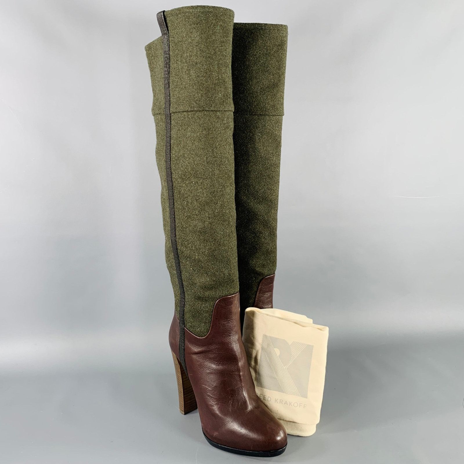 Other REED KRAKOFF Size 6.5 Brown Dark Green Leather Pull On Boots Size US 6.5 / IT 36.5 - 7 Thumbnail