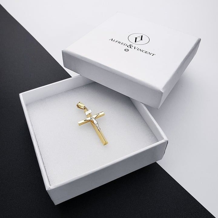 Other Jesus INRI Latin Cross Pendant 2-tone 14k Yellow White Gold Size ONE SIZE - 1 Thumbnail