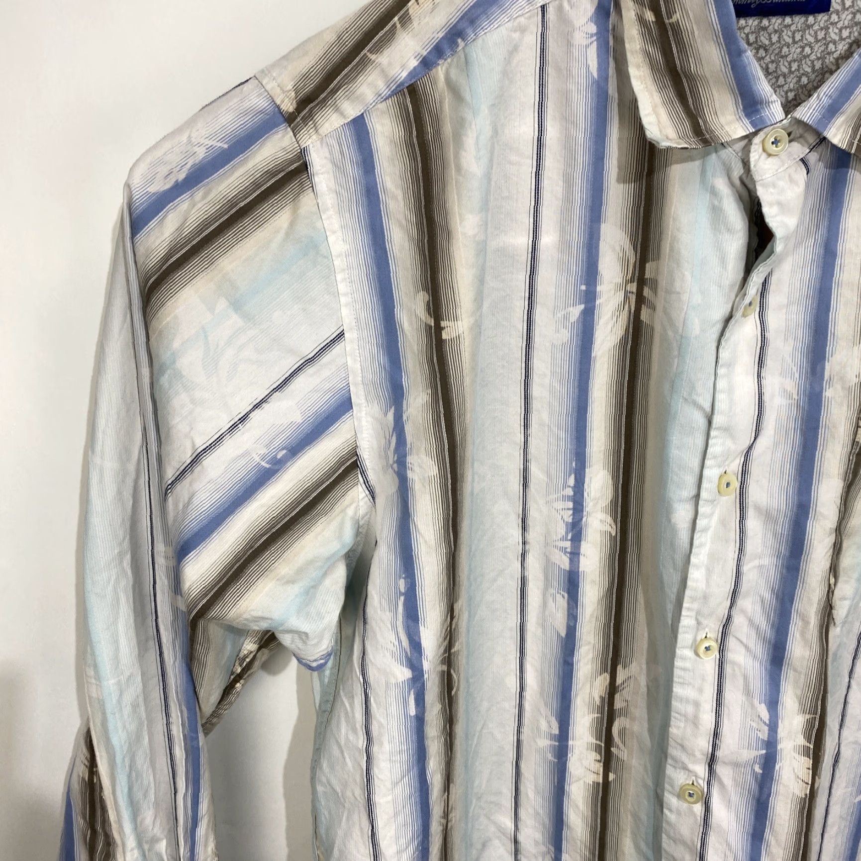 Tommy Bahama Tommy Bahama Silk Blend Button-Front Shirt Striped XL Multicolor Palm Tree Logo Men Men’s Shirt Size US XL / EU 56 / 4 - 4 Thumbnail