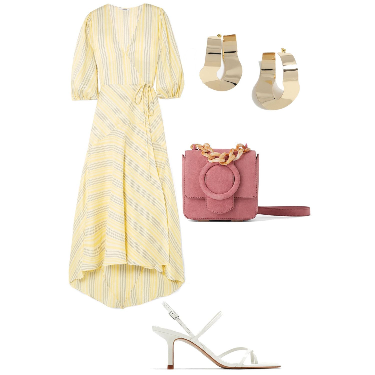 Ganni Ganni Bergamot silk wrap dress yellow stripe size 38 / US 6 Size M / US 6-8 / IT 42-44 - 4 Thumbnail