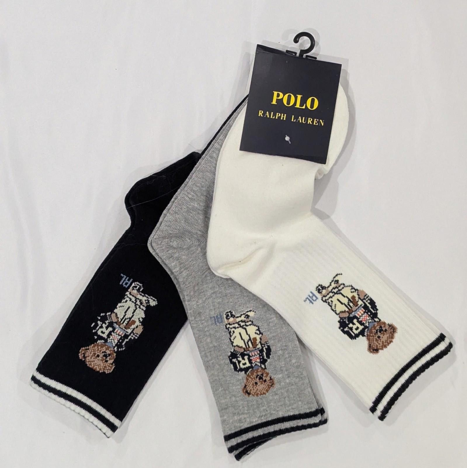 Polo Ralph Lauren 3 Pairs Ralph Lauren Polo Bear Crew Socks – Unisex Size ONE SIZE - 1 Thumbnail