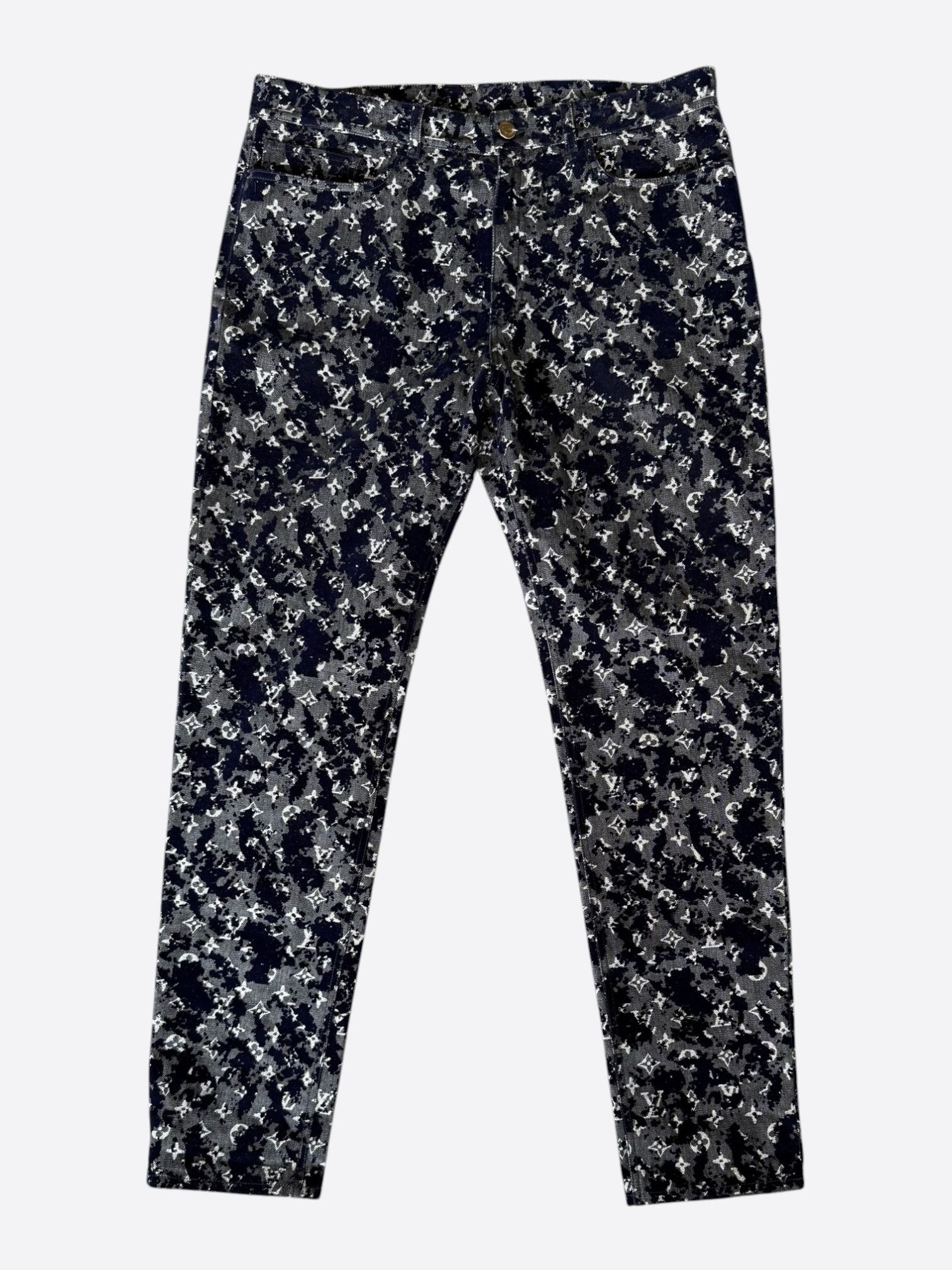 Louis Vuitton Louis Vuitton Grey Flocked Monogram Jeans Size US 30 / EU 46 - 1 Thumbnail
