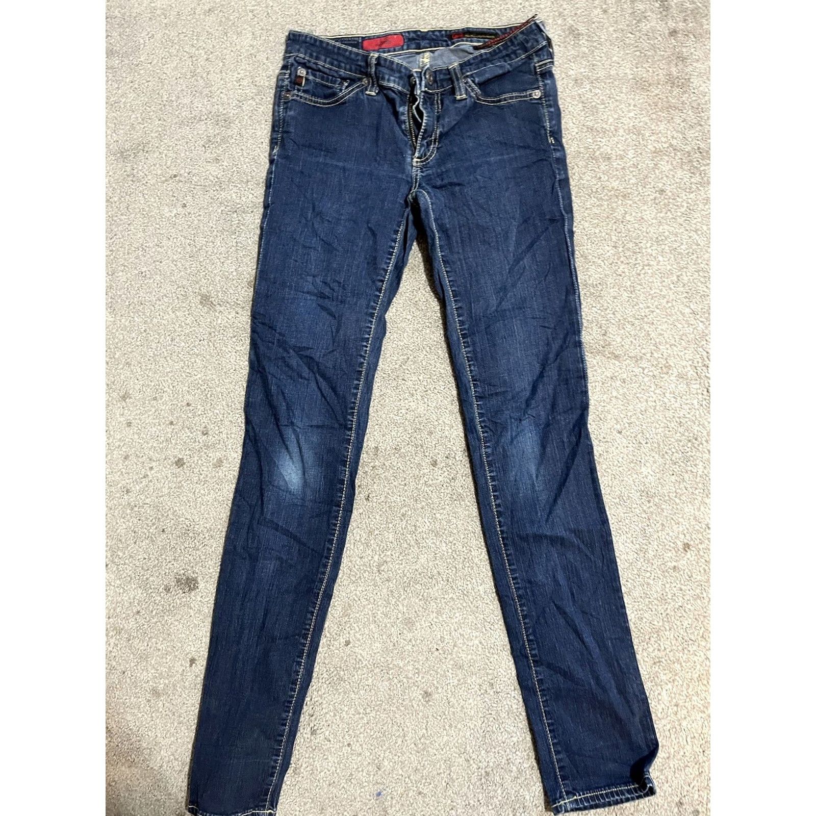 Vintage AG Adriano Goldschmied The Stilt Jeans Blue Dark Wash 26R Women's denim 5-Pocket Crop Straight Adult Regular Jeans Size 26" / US 2 / IT 38 - 3 Thumbnail