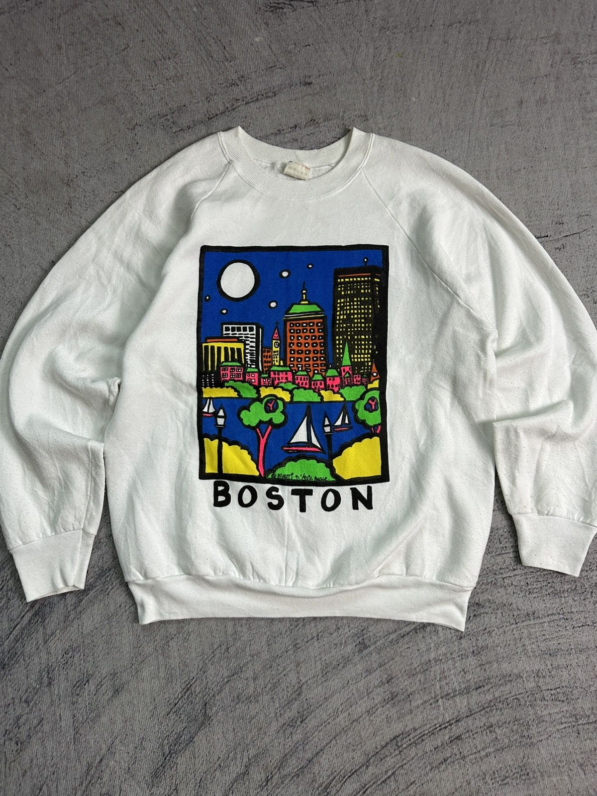 Fruit Of The Loom × Vintage Vintage Boston City Art Sweatshirt Size US M / EU 48-50 / 2 - 1 Thumbnail