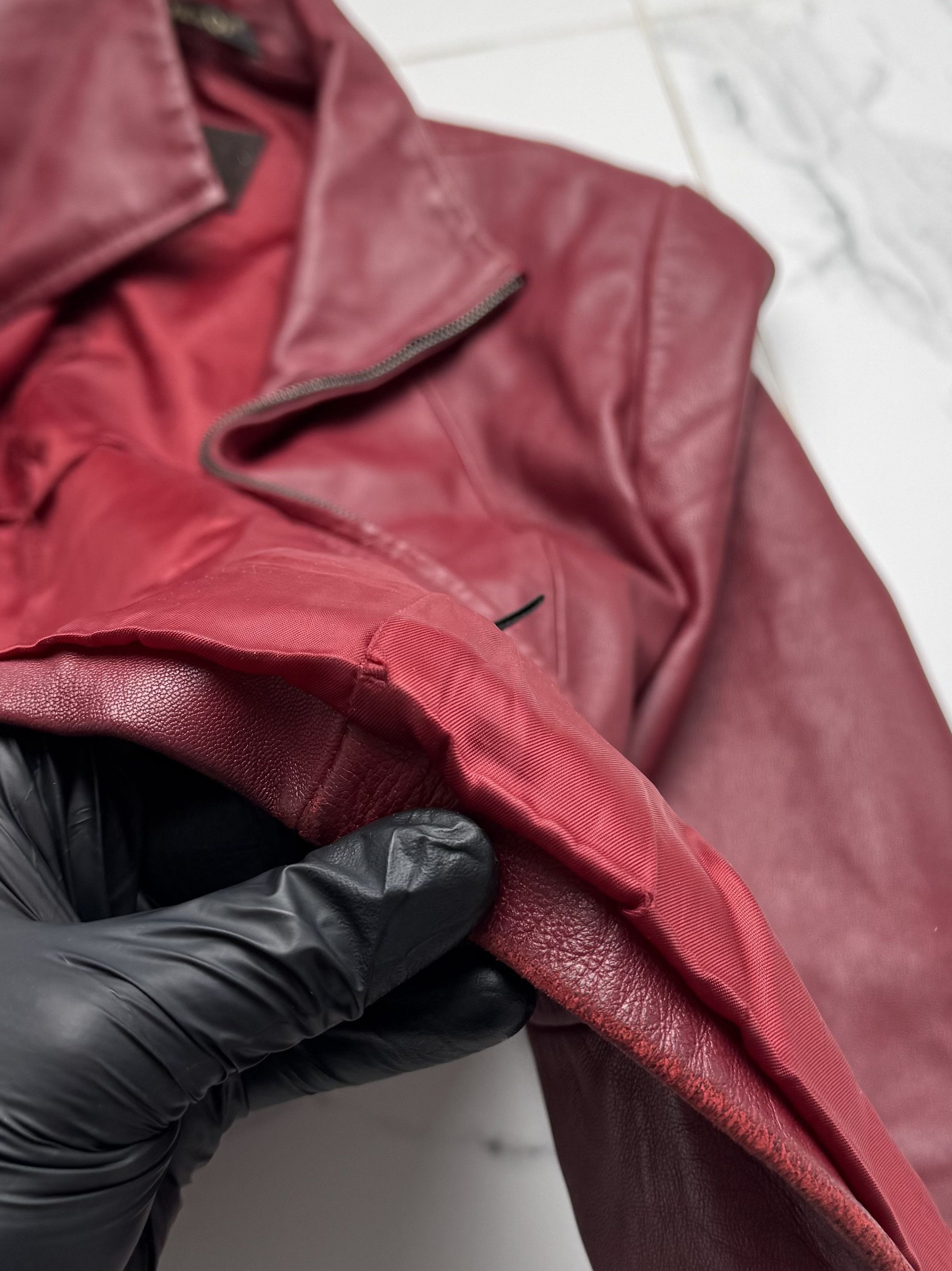 Vintage Y2K Red Leather Jacket Womens Slim Fit Zip Up Biker Style Size S / US 4 / IT 40 - 13 Thumbnail