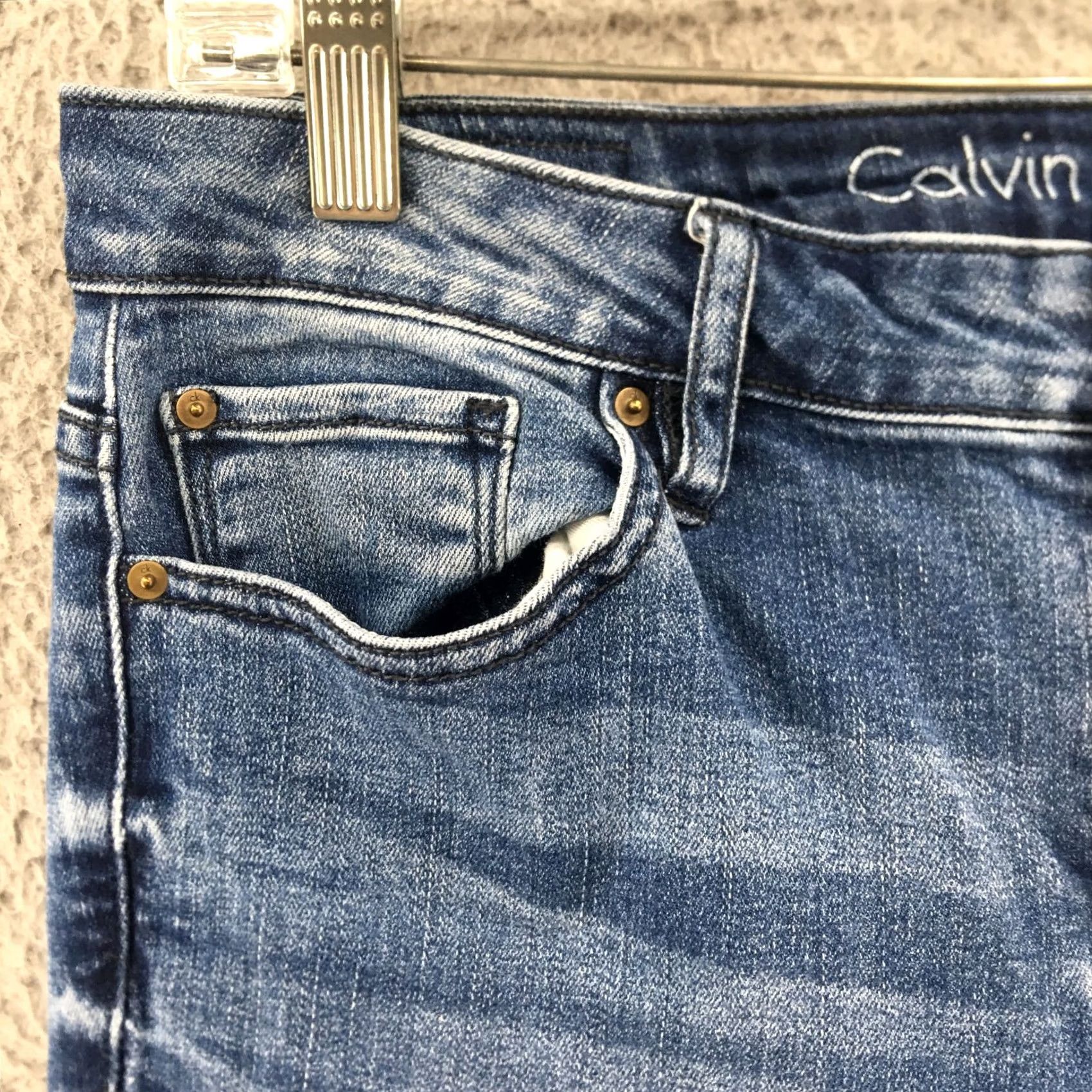Calvin Klein Calvin Klein Ultimate Skinny Jeans Womens 31x32 Blue Denim Zip Jeans Regular Womens Size 24" / US 00 / IT 34 - 4 Thumbnail