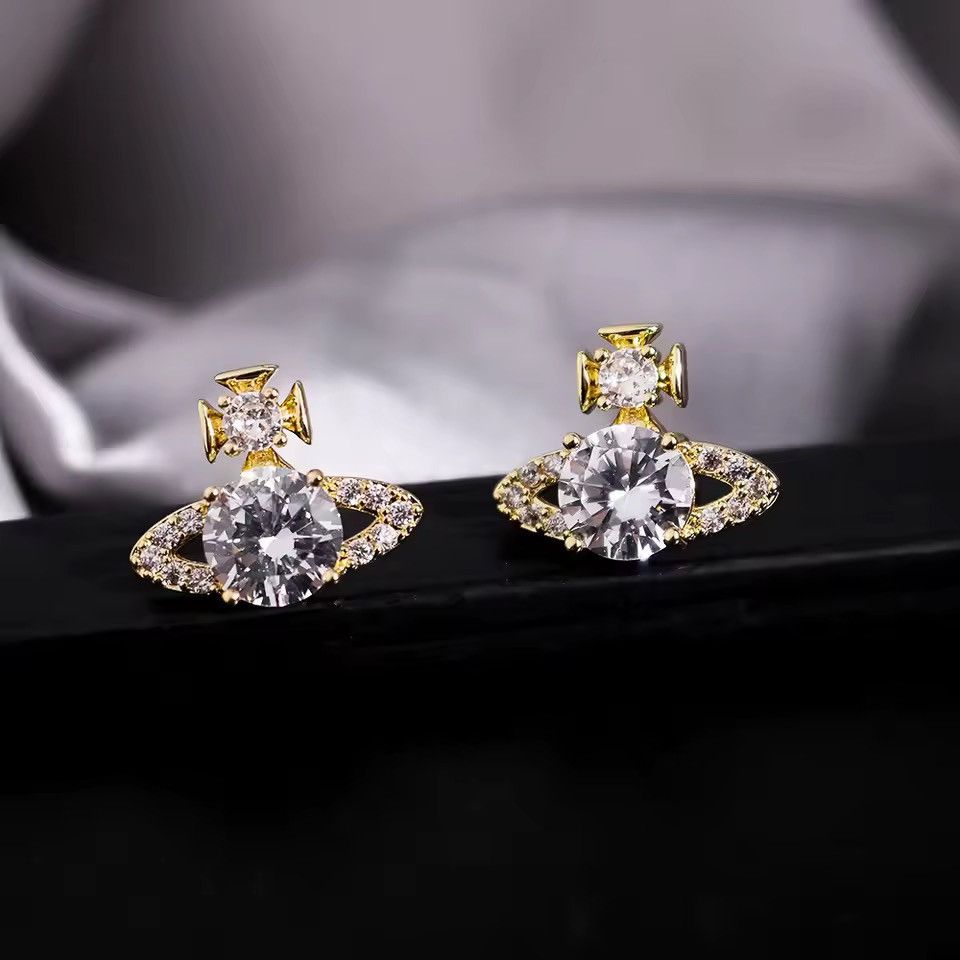 Other Saturn - Shaped Crystal Stud Earrings Sparkling Size ONE SIZE - 3 Thumbnail