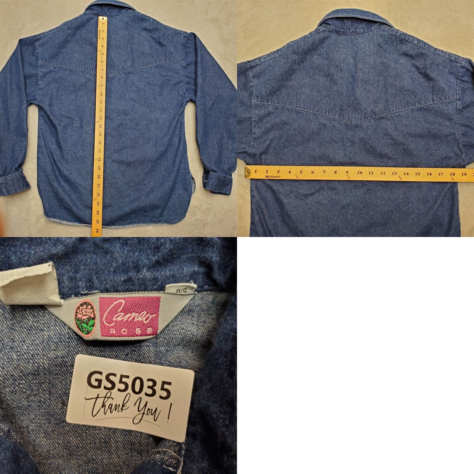 Vintage VINTAGE Cameo Rose Shirt Women 6 Blue Denim Button Pullover Casual 100% Cotton Long Sleeve Collared Built-In USA Size M / US 6-8 / IT 42-44 - 8 Thumbnail