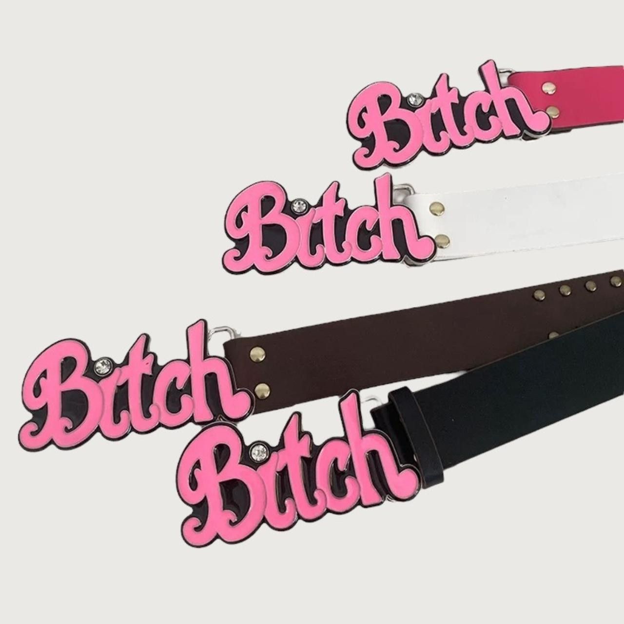 Japanese Brand Y2K Bitch Buckle Pink Belt OS Size ONE SIZE - 6 Thumbnail