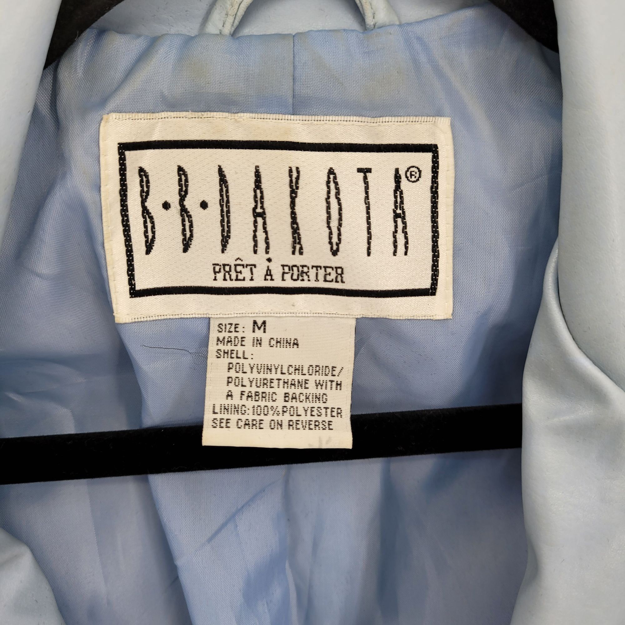 Vintage Vtg 80s Robin Egg Blue Faux Leather Blazer Jacket Sz M Puff Size M / US 6-8 / IT 42-44 - 3 Thumbnail