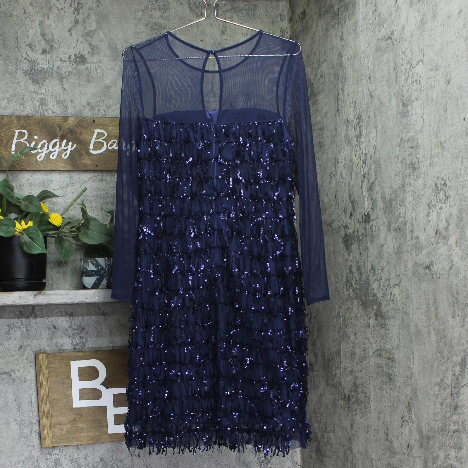 Other Eliza J Womens Fringe Illusion Dress Ej4m3449 Navy Blue 10 Size L / US 10 / IT 46 - 2 Thumbnail