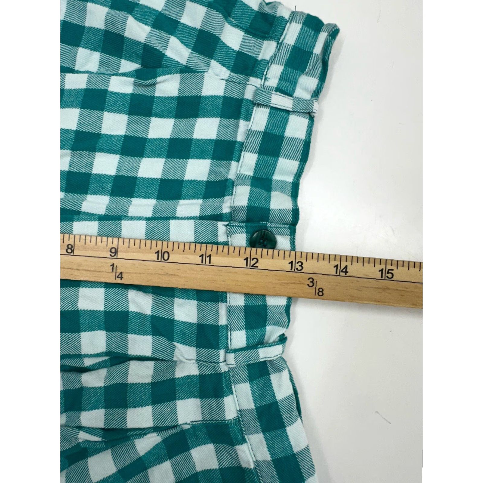 Vintage Rafaella Petites Womens Shorts High Waisted Checkered Teal White 6P Blue Cotton Casual Womens Shorts Size 28" / US 6 / IT 42 - 7 Thumbnail