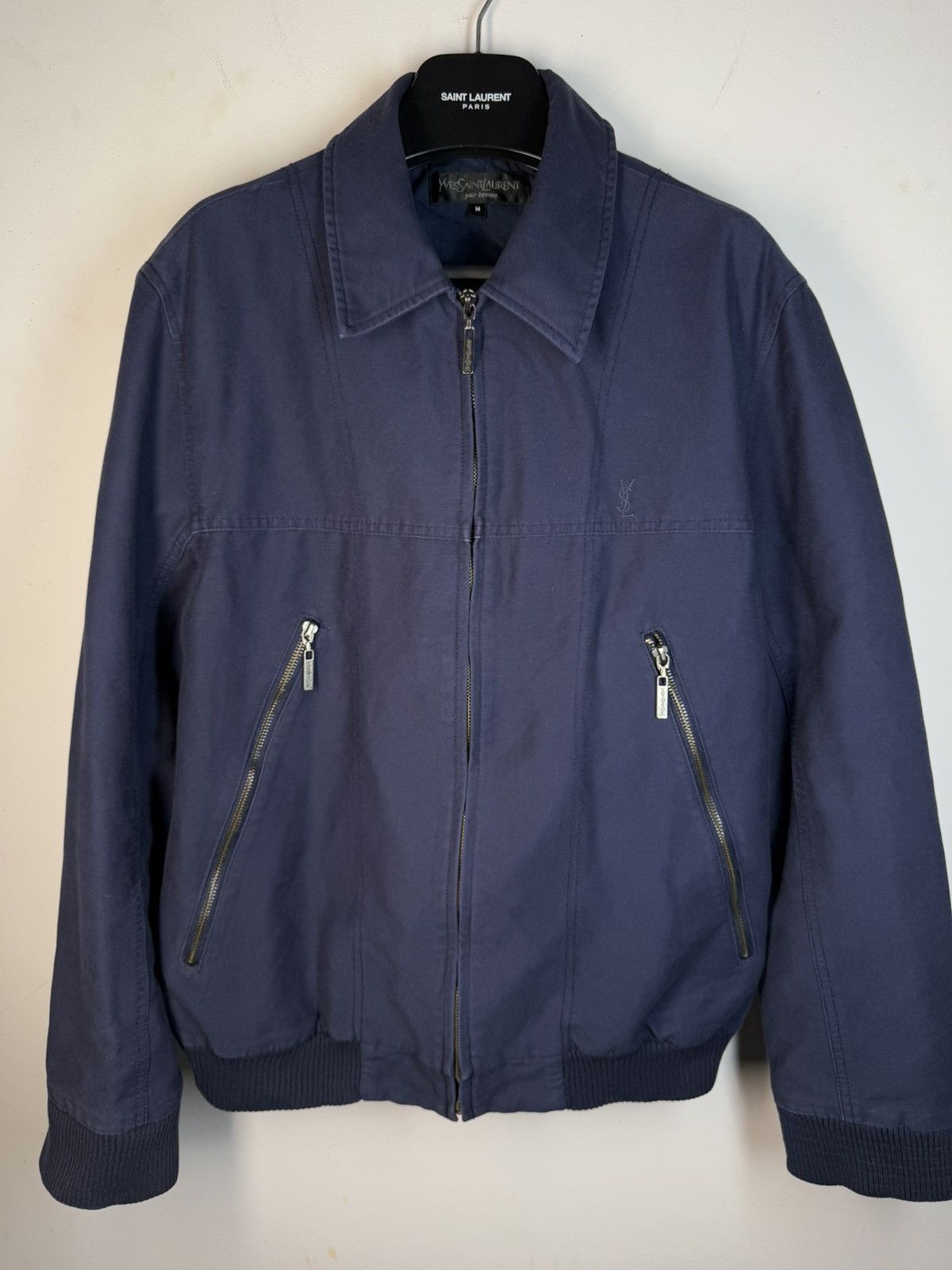 Yves Saint Laurent Cotton YSL Jacket Blue/Navy Soft YSL Bomber Size US M / EU 48-50 / 2 - 22 Thumbnail