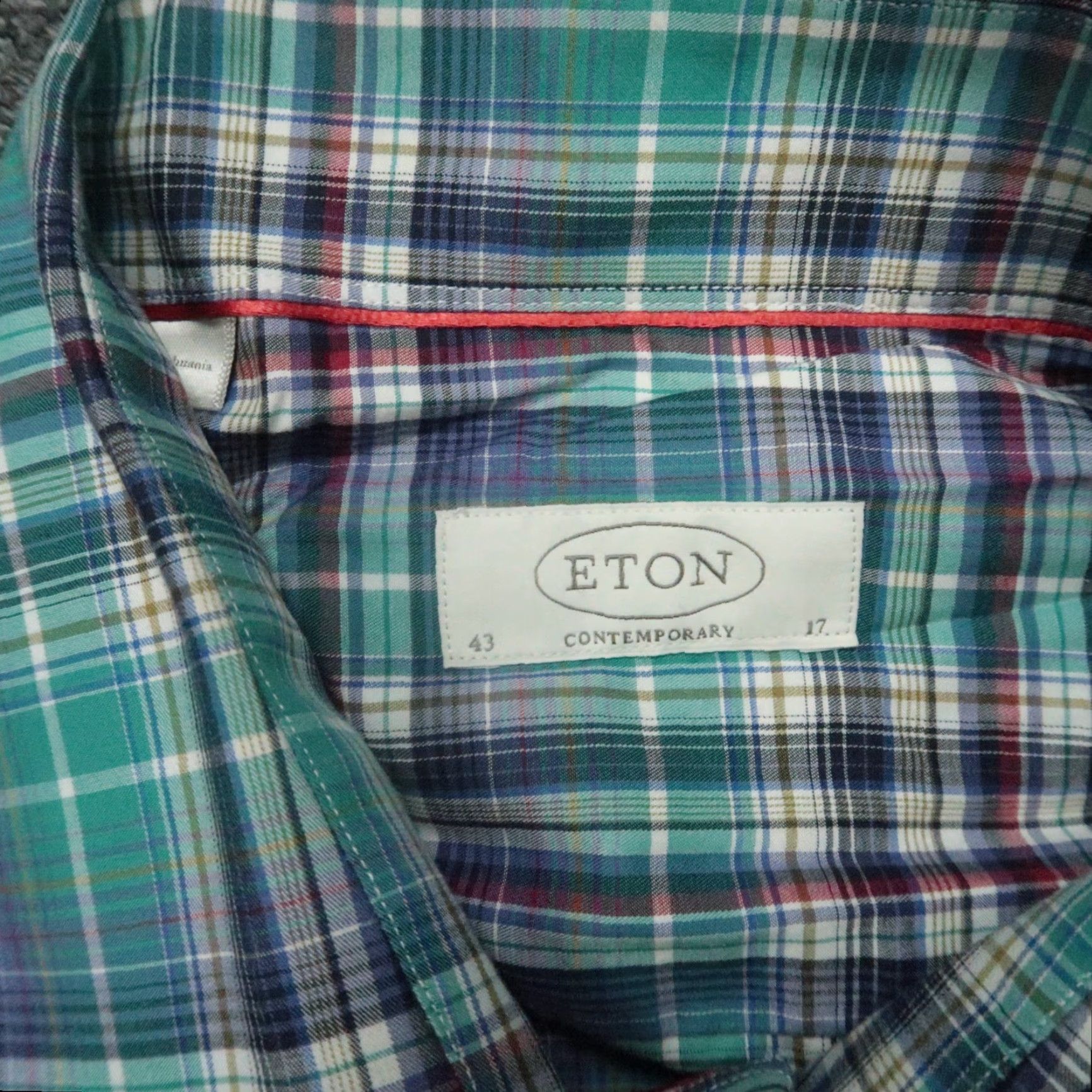 Eton ETON Dress Shirt Mens Large 17 Blue Plaid Long Sleeve Button Down Casual Business Size US L / EU 52-54 / 3 - 3 Thumbnail