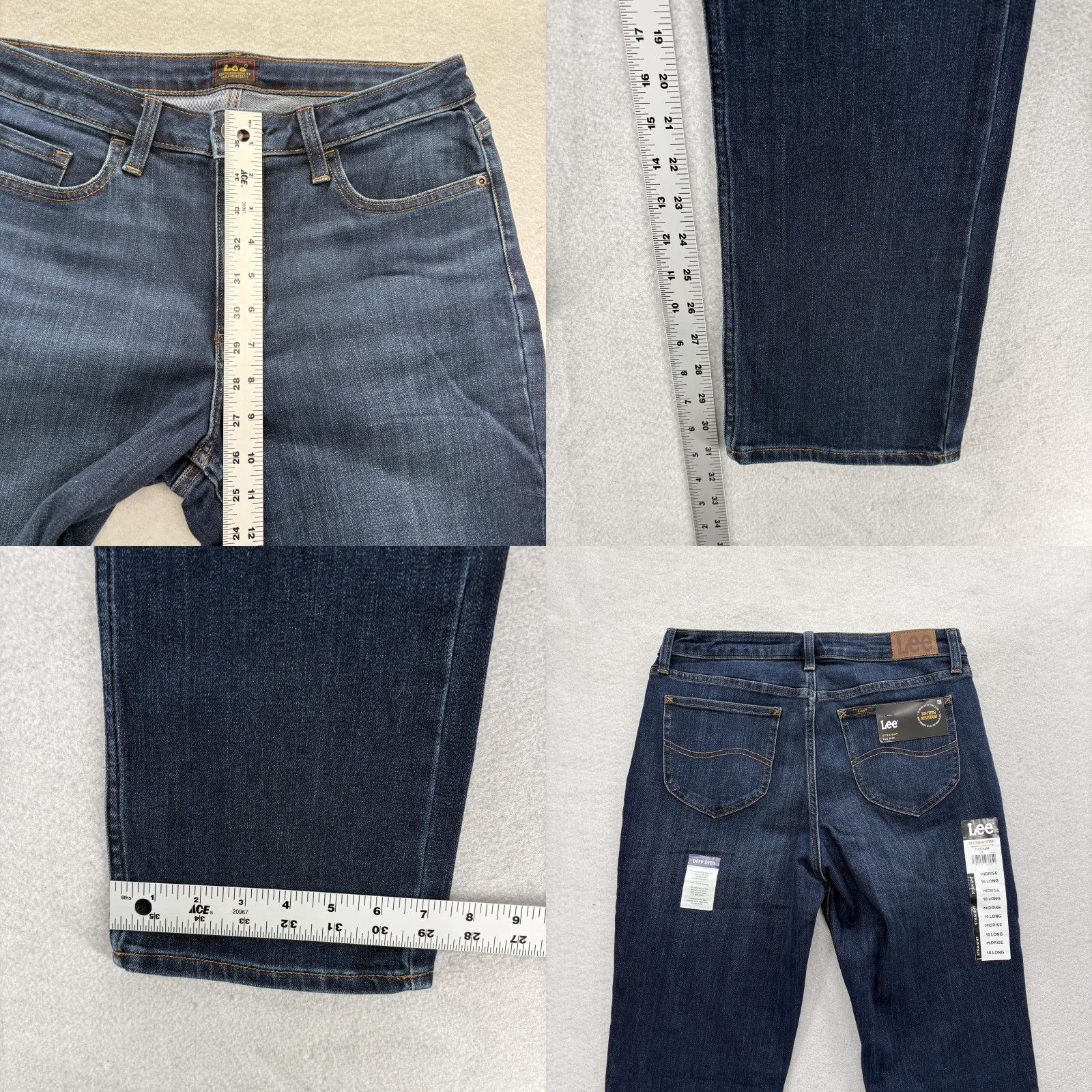 Lee VINTAGE Lee Jeans Womens 10 Tall Straight Denim Blue Mid Rise Stretch NWT Size 32" / US 10 / IT 46 - 8 Thumbnail