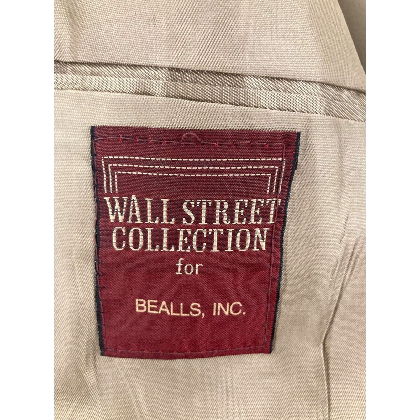 Vintage VINTAGE Wall Street Collection Blazer Mens 42 L Beige Jersey 2-Button Notch Lapel Long Sleeve Single-Breasted USA Made 90s Sport Theme Mens Size 42R - 3 Thumbnail